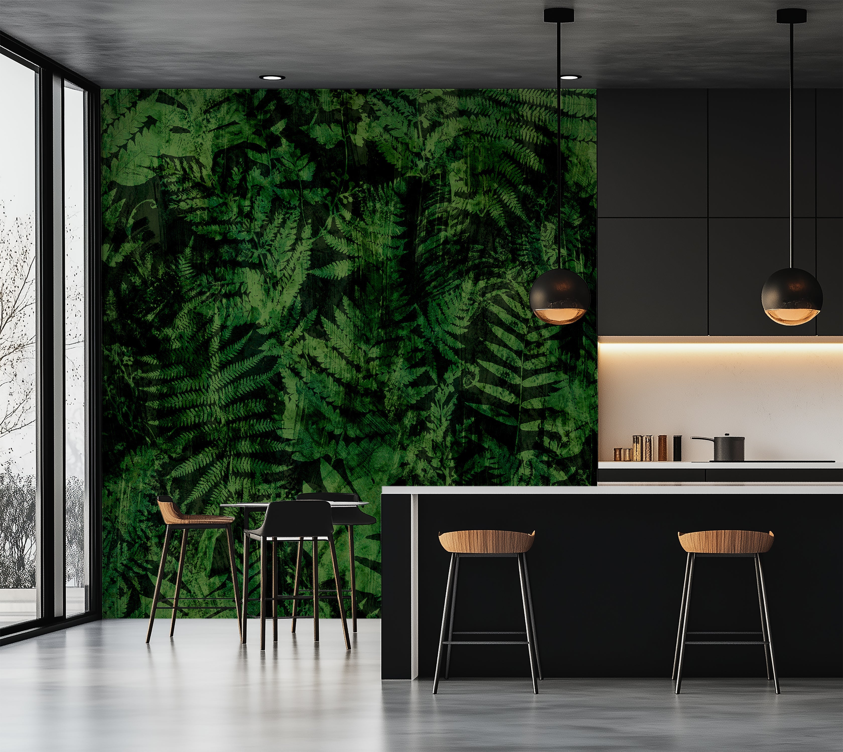 Peel & Stick Wall Mural - Dark Forrest Texture 60"Wx60"H