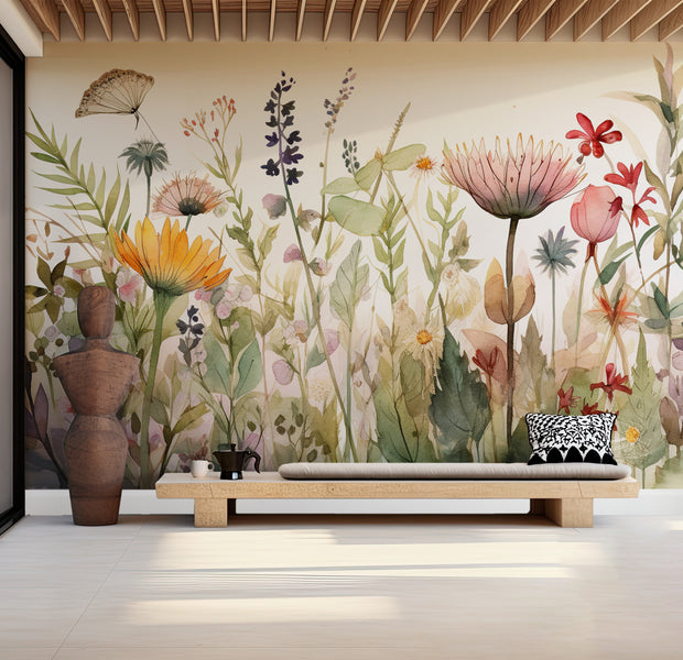Peel & Stick Floral Wall Mural - Watercolor Botanical Field