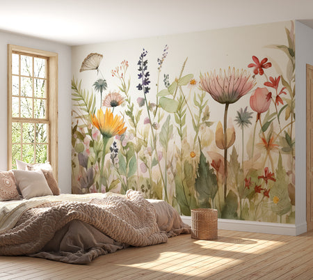Premium Wallpaper Wall Mural - Watercolor Botanical Field-Tiptophomedecor