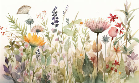 Premium Wallpaper Wall Mural - Watercolor Botanical Field-Tiptophomedecor