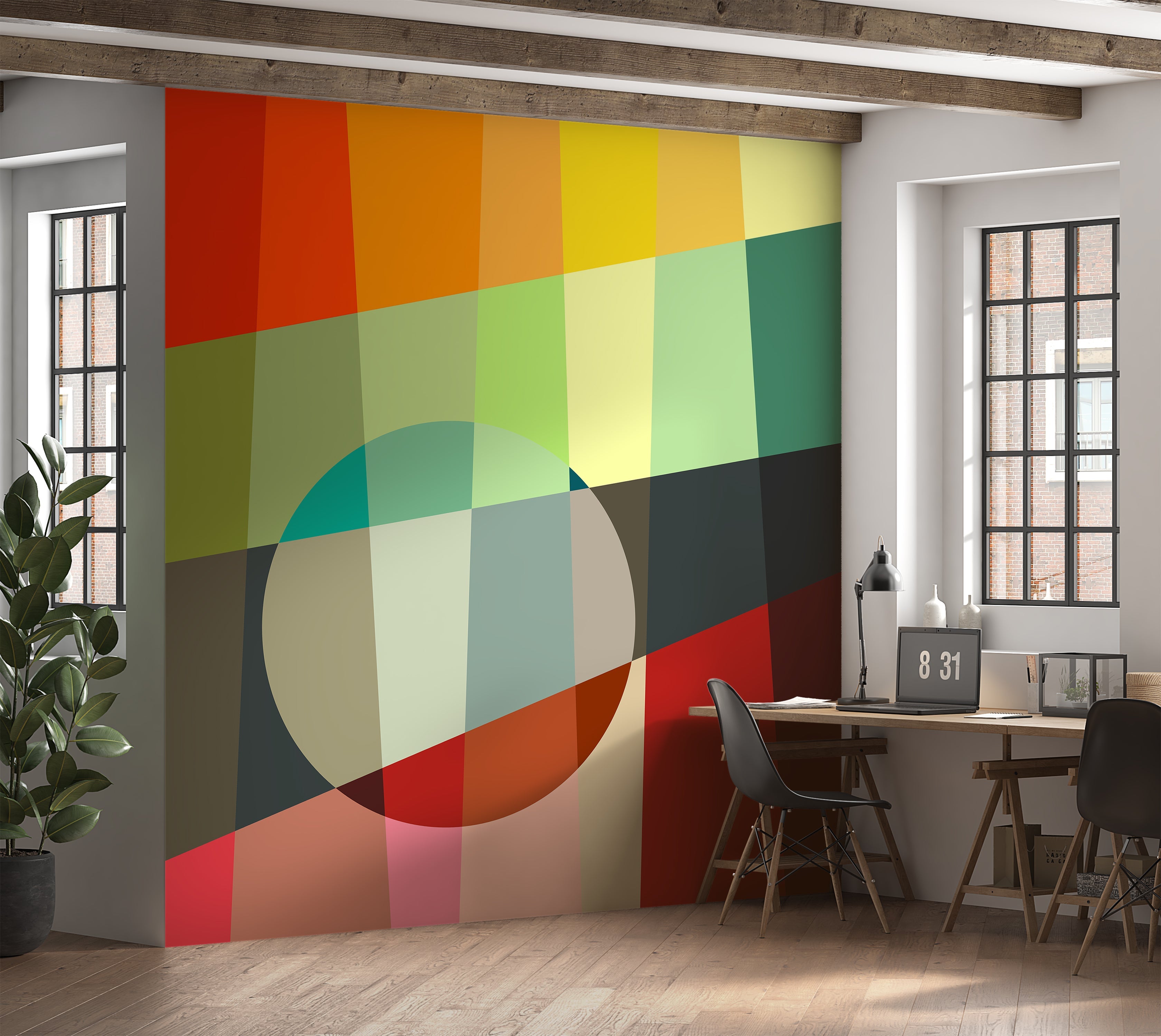 Premium Wallpaper Wall Mural - Colorful Geometric Bauhaus