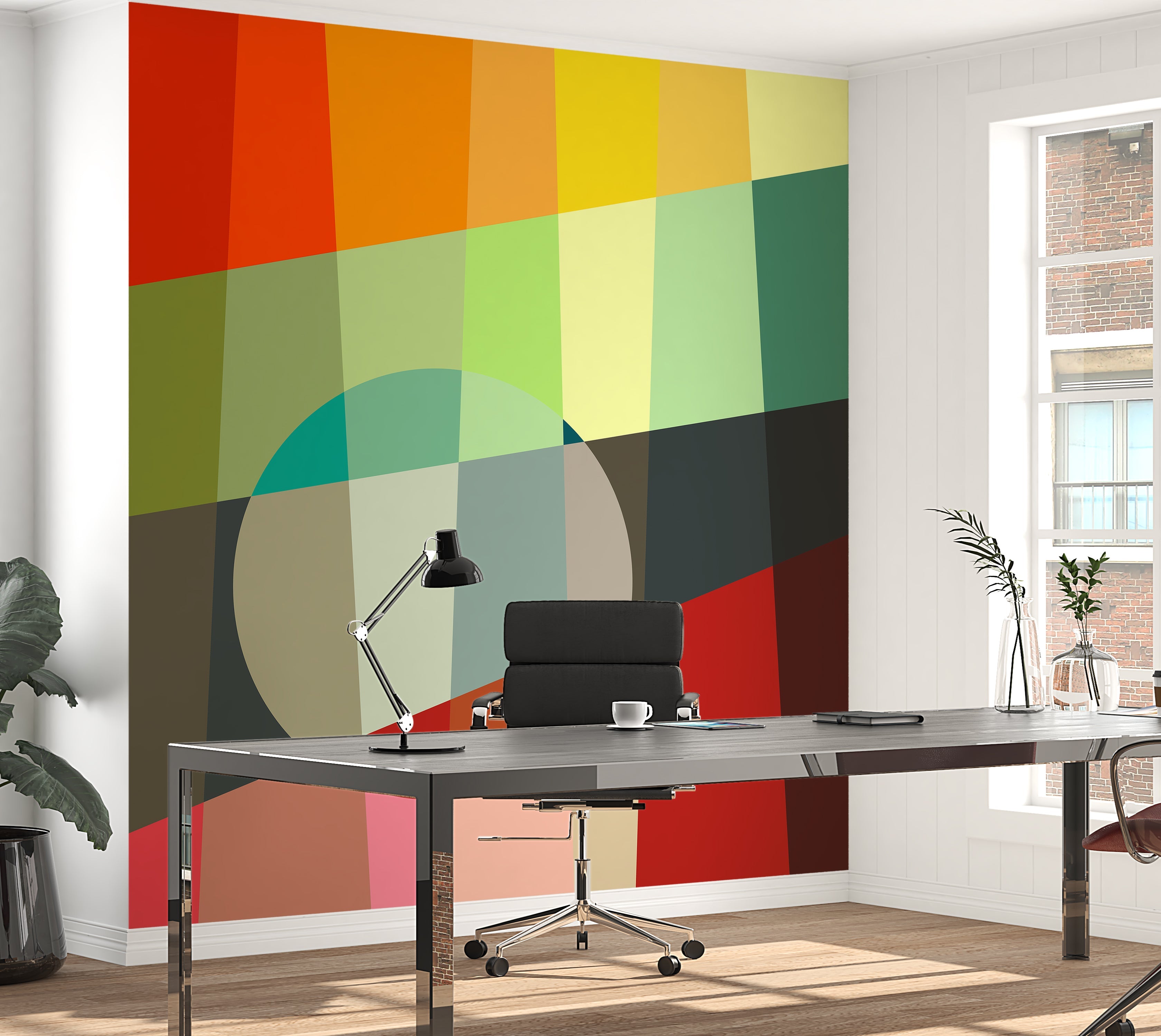 Premium Wallpaper Wall Mural - Colorful Geometric Bauhaus