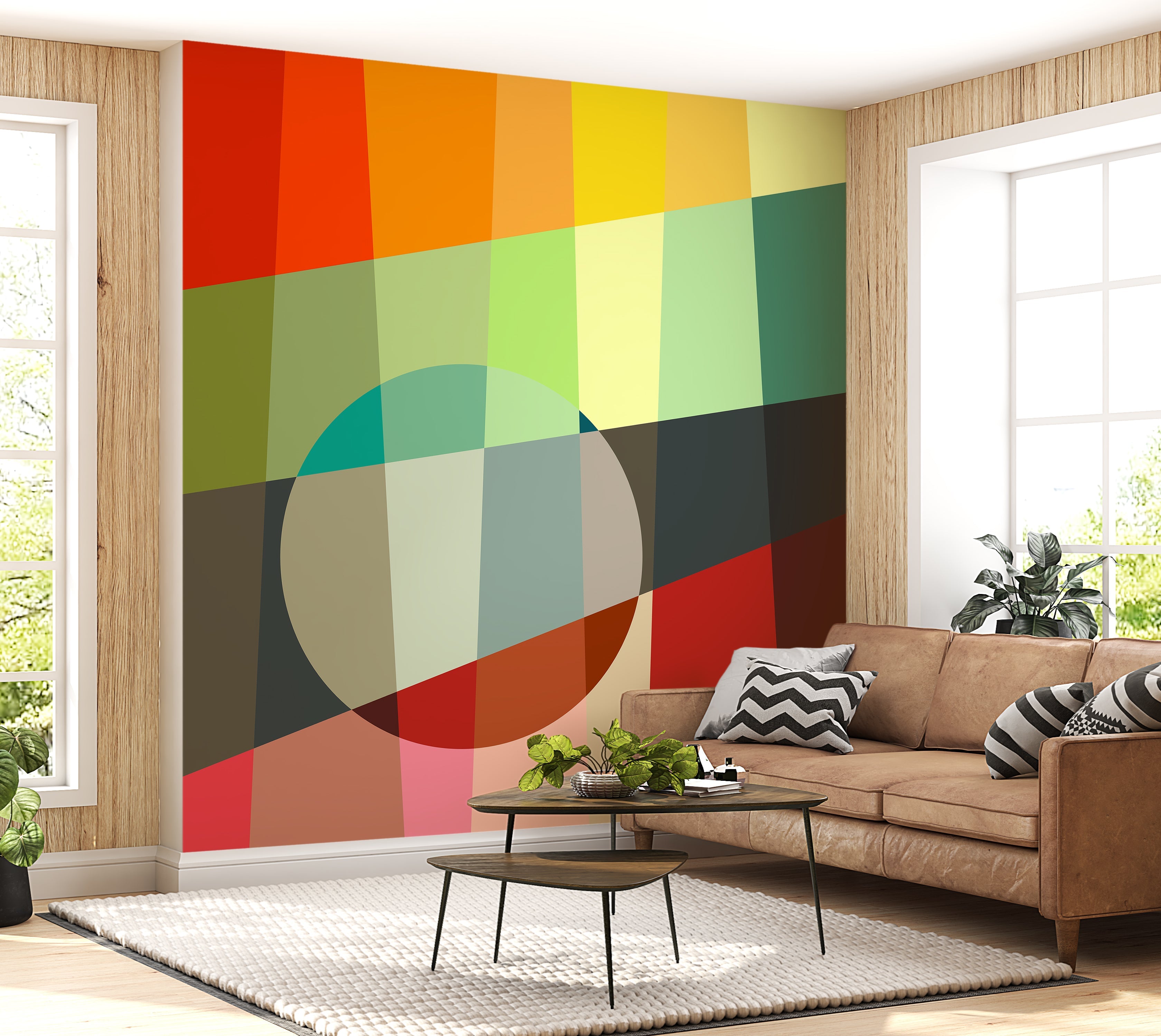 Premium Wallpaper Wall Mural - Colorful Geometric Bauhaus