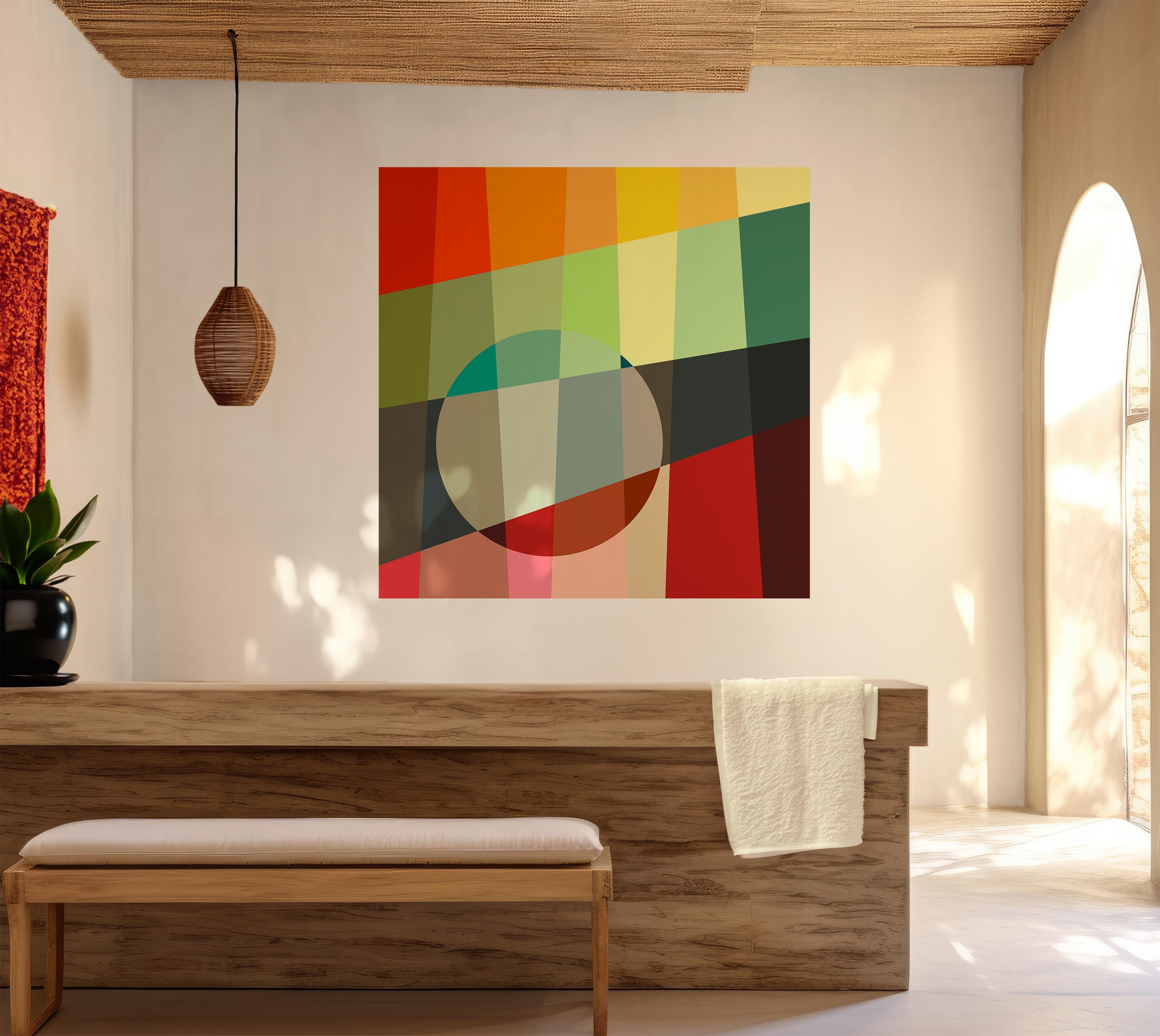 Premium Wallpaper Wall Mural - Colorful Geometric Bauhaus