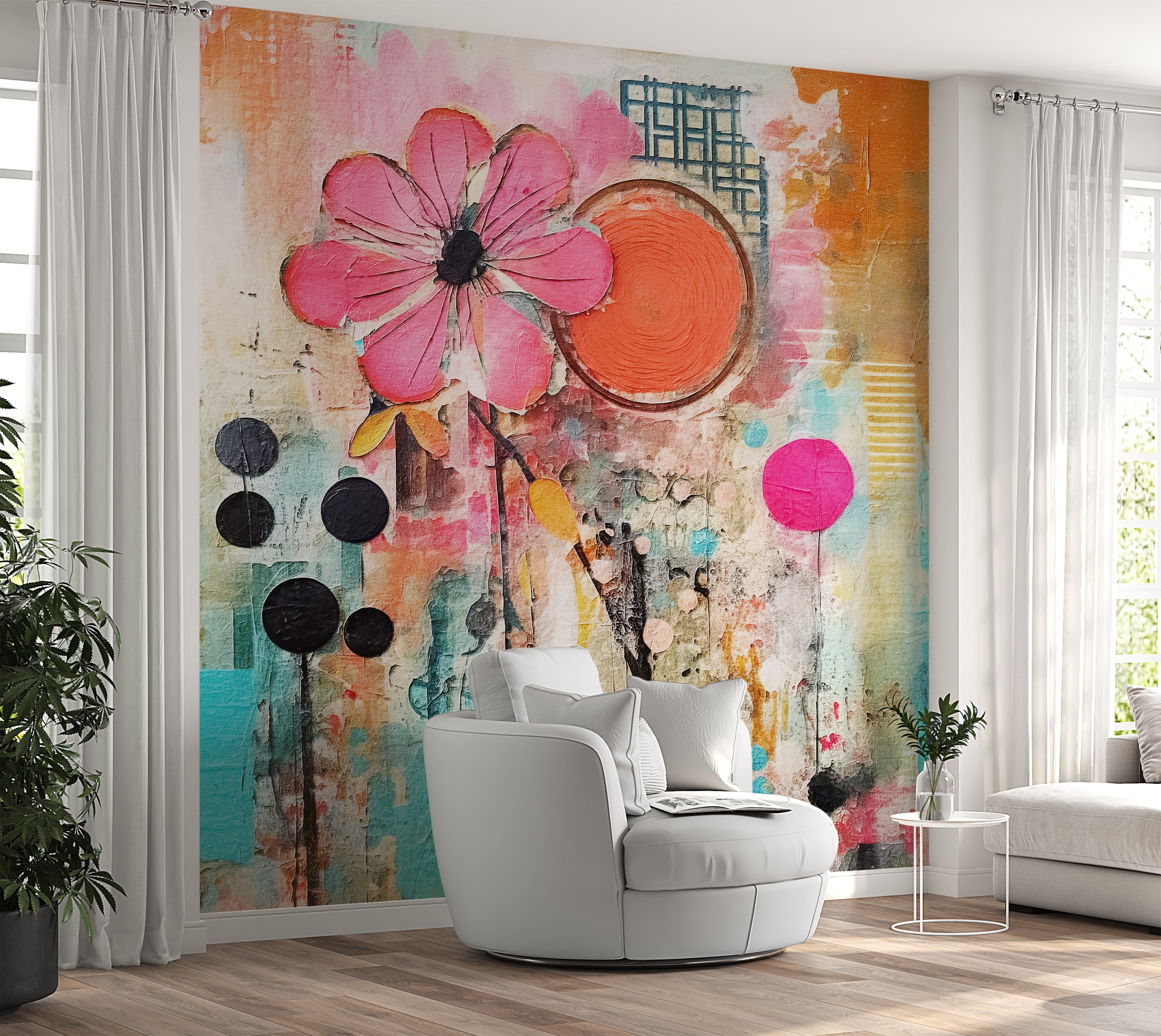 Premium Wallpaper Wall Mural - Mixed Media Floral