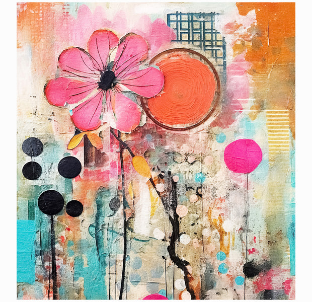 Peel & Stick Art Wall Mural - Mixed Media Floral