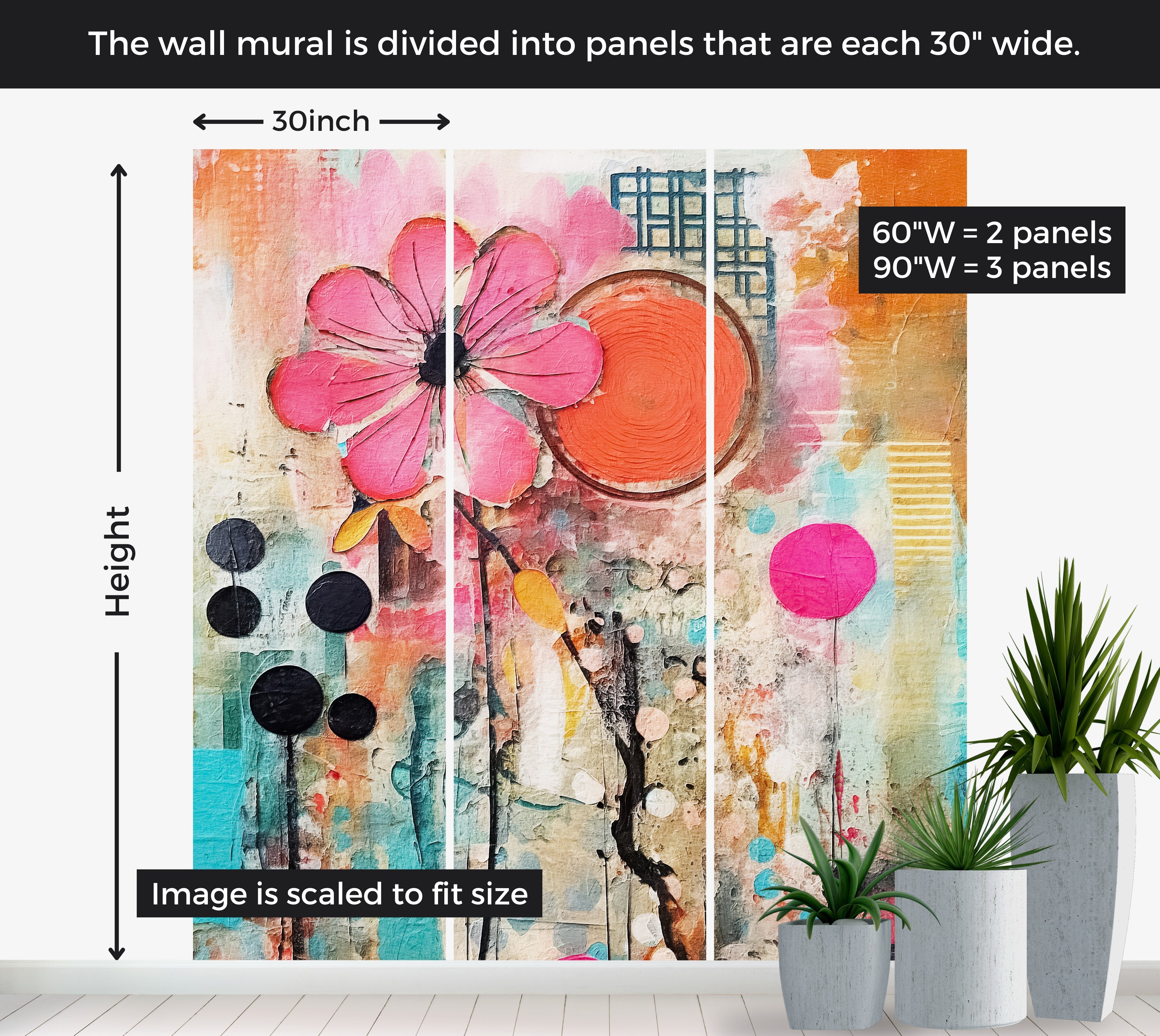 Premium Wallpaper Wall Mural - Mixed Media Floral