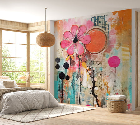 Premium Wallpaper Wall Mural - Mixed Media Floral-Tiptophomedecor