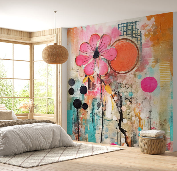 Premium Wallpaper Wall Mural - Mixed Media Floral-Tiptophomedecor