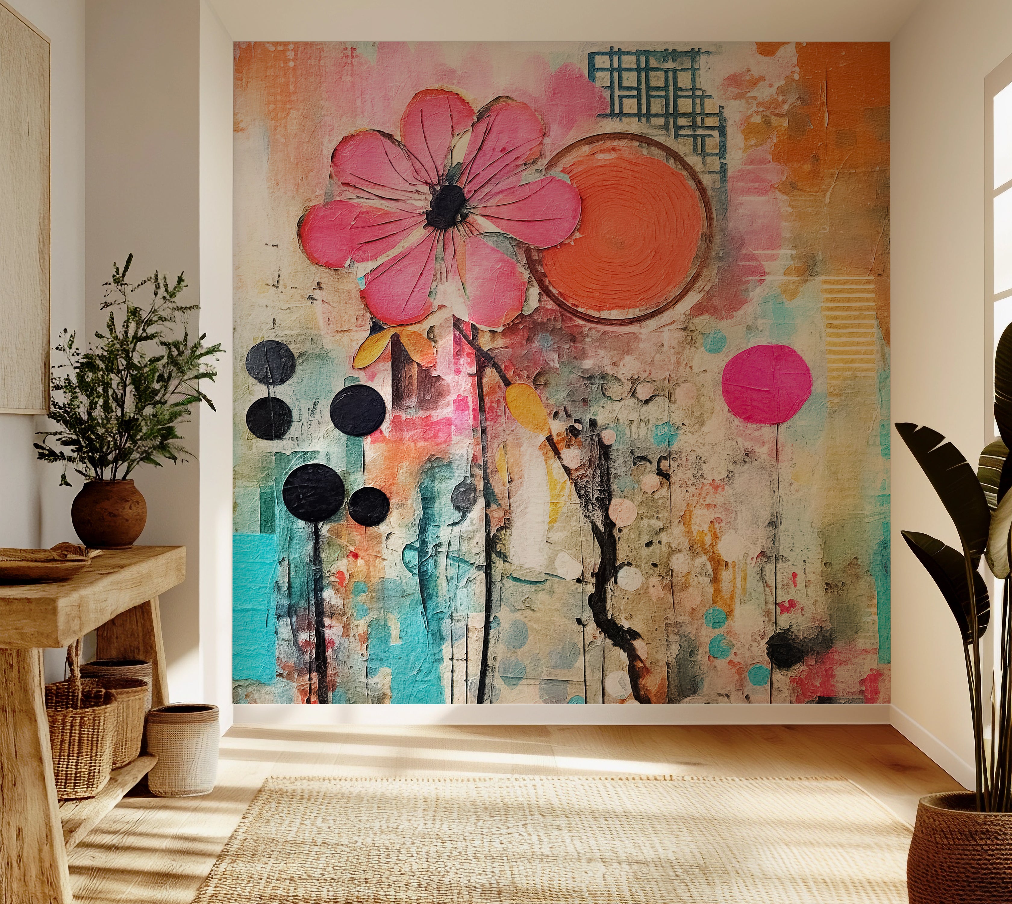 Premium Wallpaper Wall Mural - Mixed Media Floral