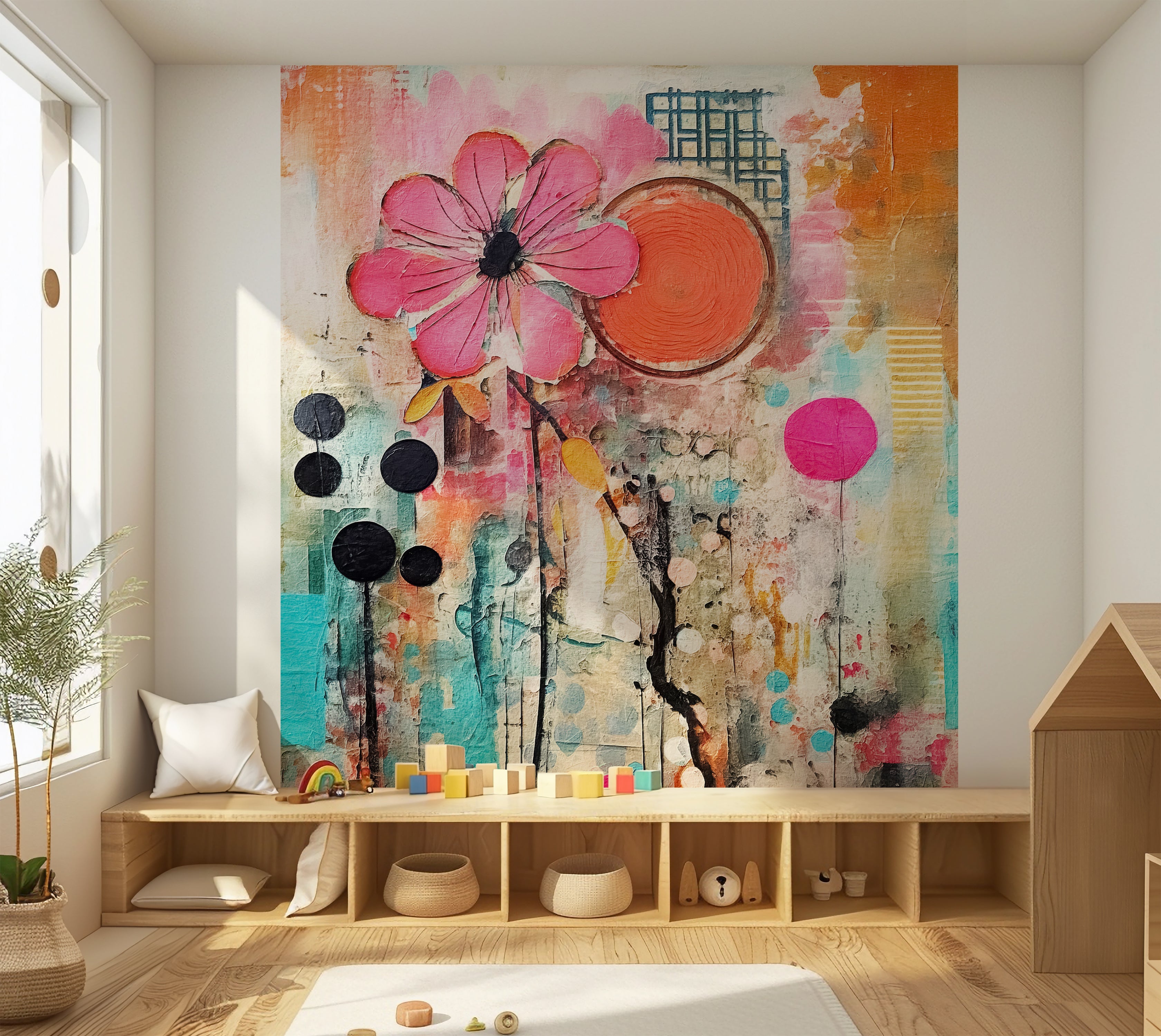 Premium Wallpaper Wall Mural - Mixed Media Floral