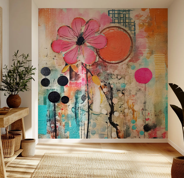 Premium Wallpaper Wall Mural - Mixed Media Floral