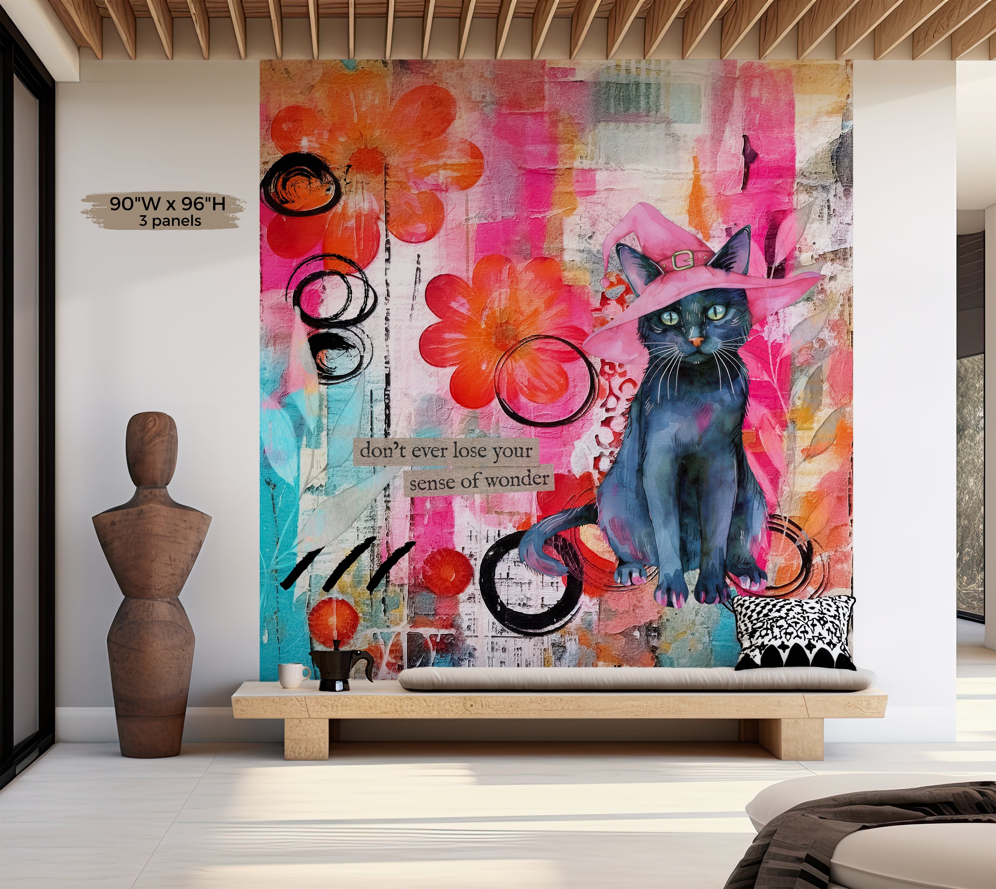 Premium Wallpaper Wall Mural - Mixed Media Witchy Cat