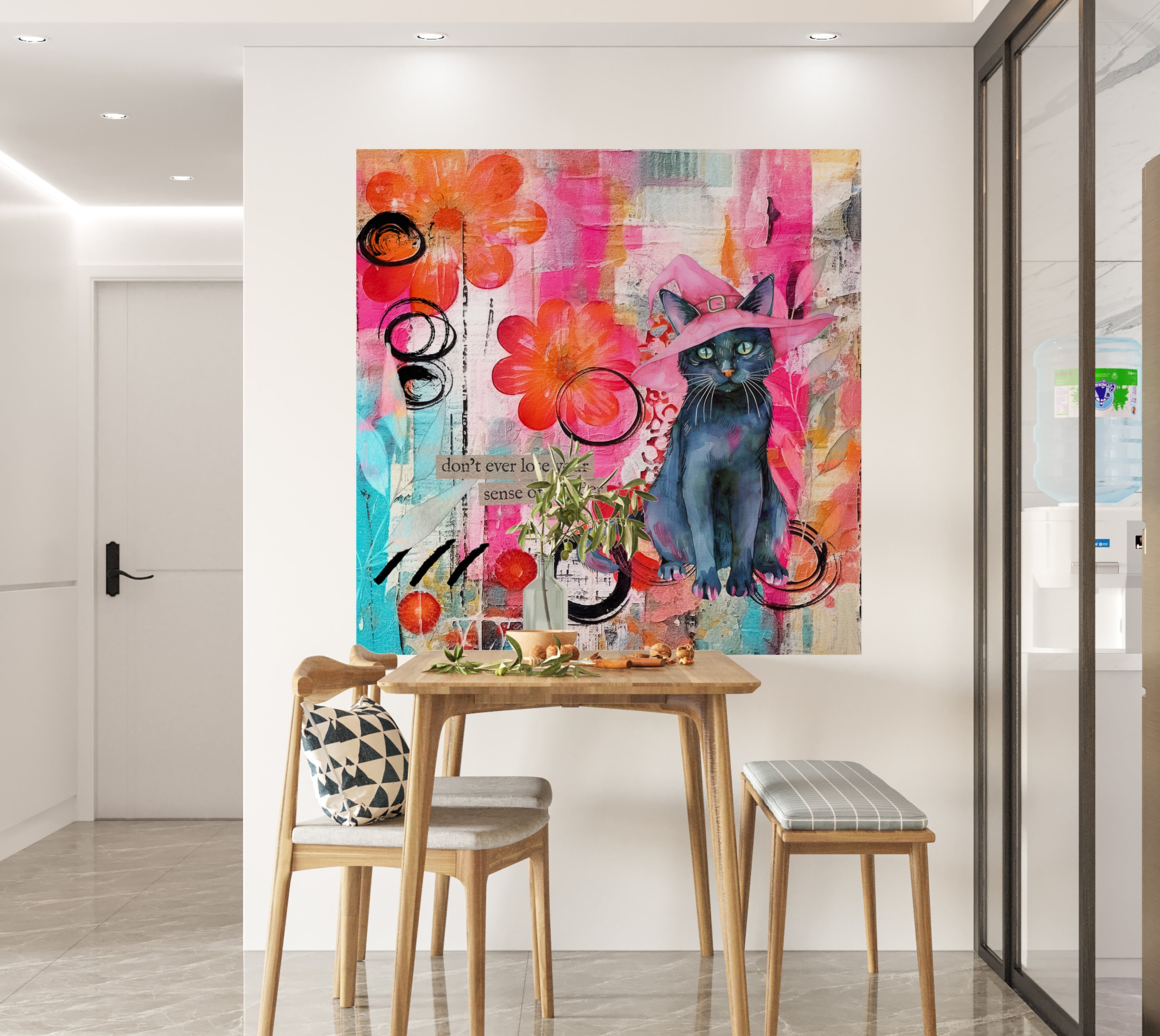 Premium Wallpaper Wall Mural - Mixed Media Witchy Cat