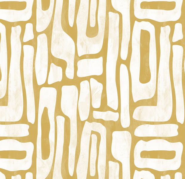 Premium Wallpaper Wall Mural - Earthy Shapes Ocher Yellow