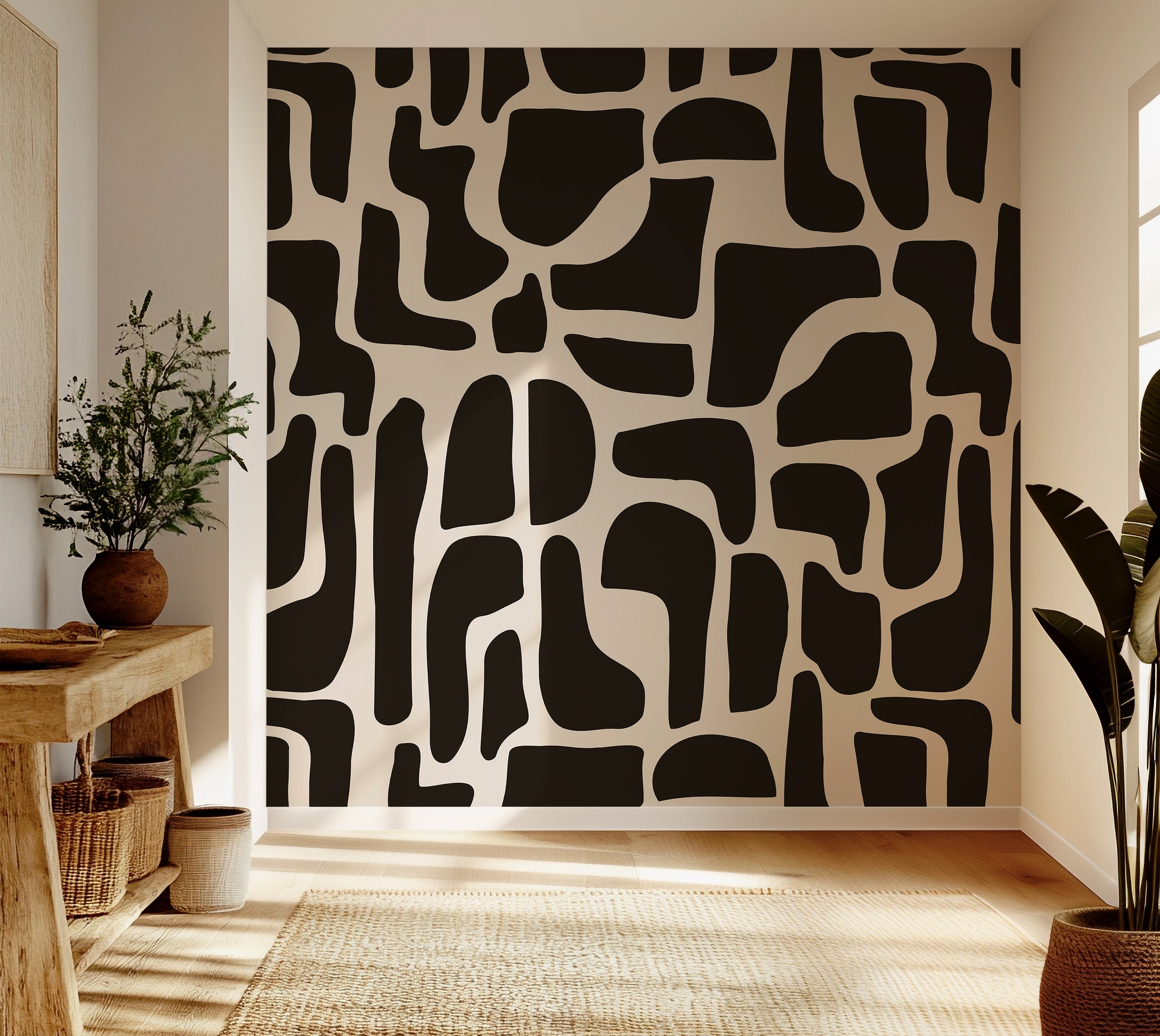 Premium Wallpaper Wall Mural - Modern Black Stone Composition