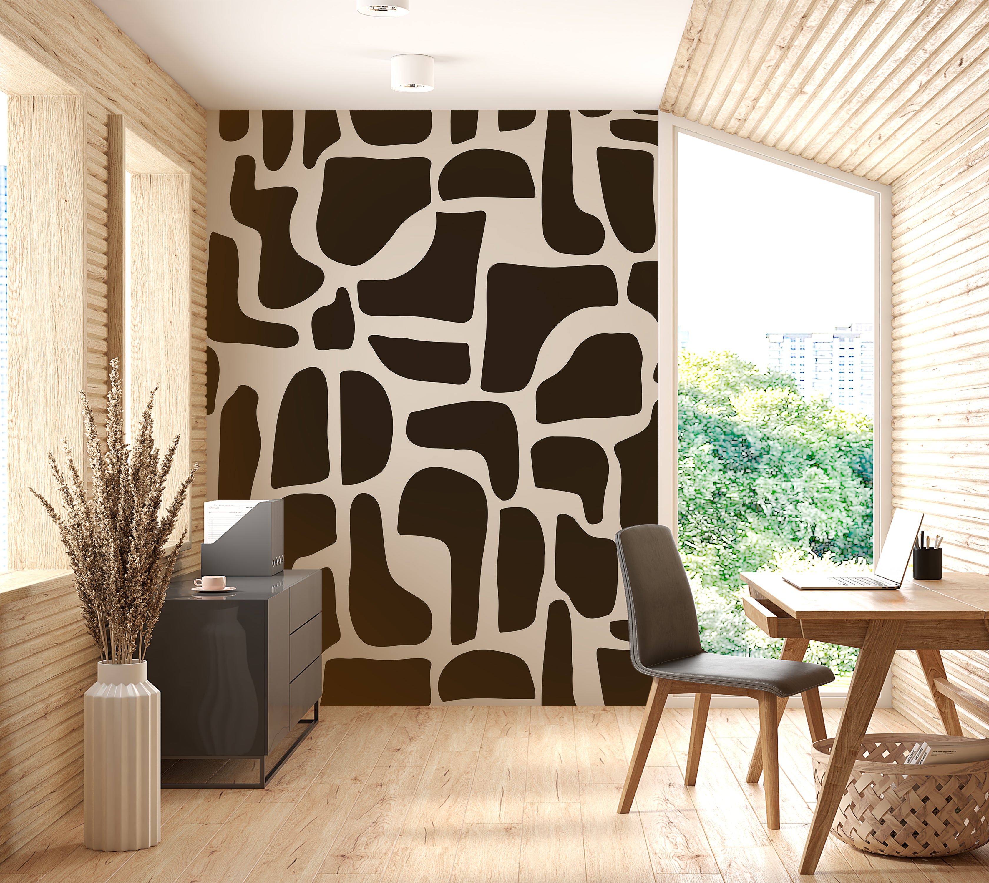 Premium Wallpaper Wall Mural - Modern Black Stone Composition