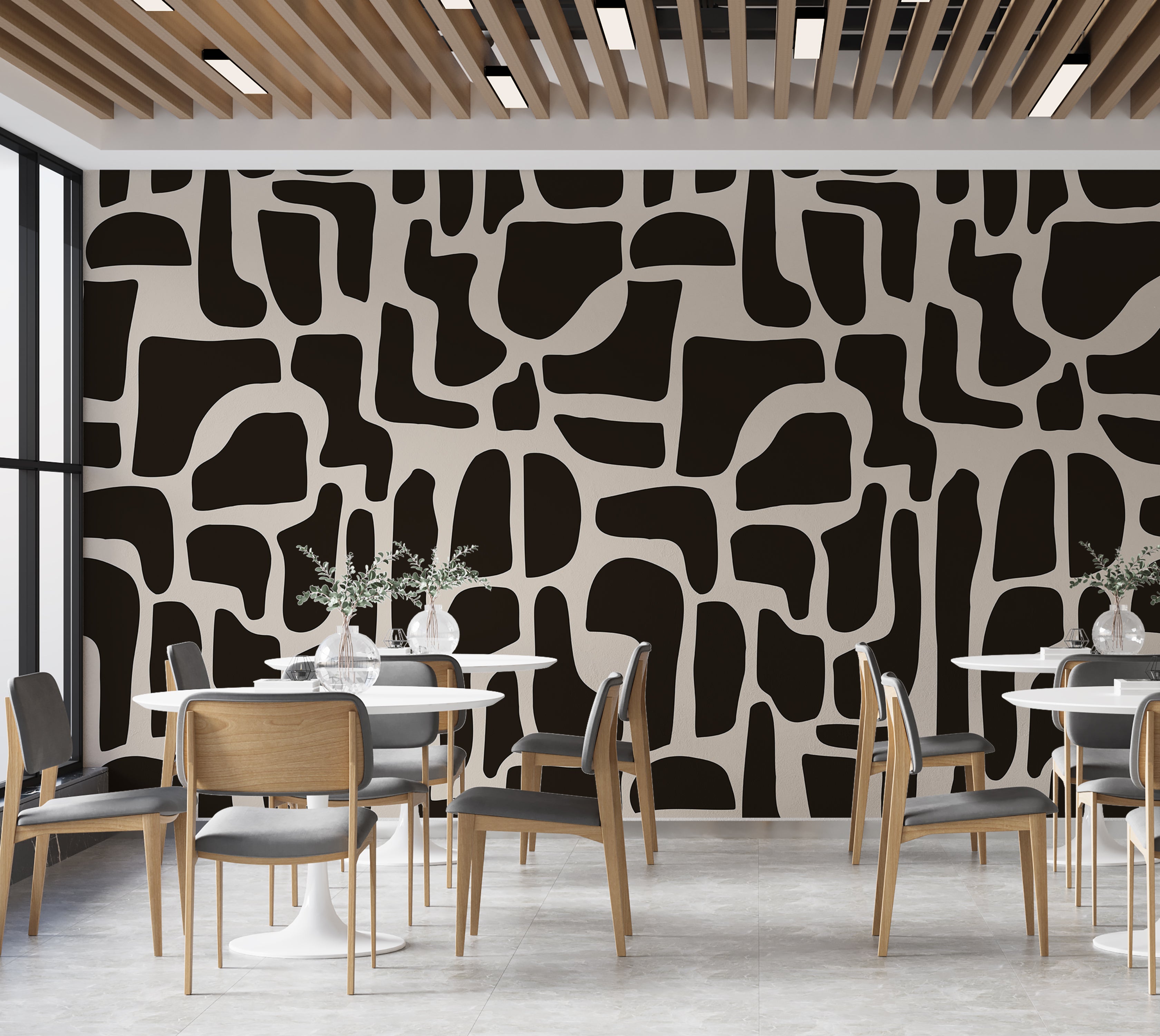 Premium Wallpaper Wall Mural - Modern Black Stone Composition