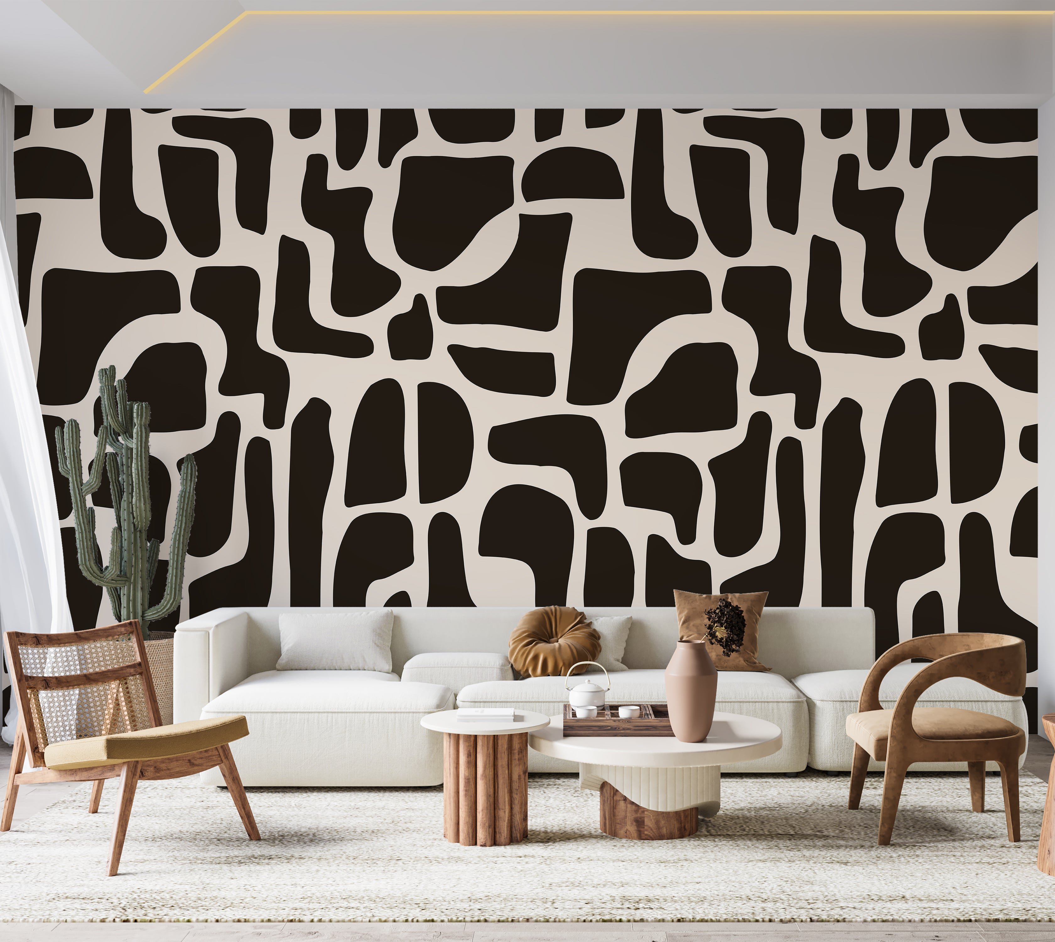 Premium Wallpaper Wall Mural - Modern Black Stone Composition