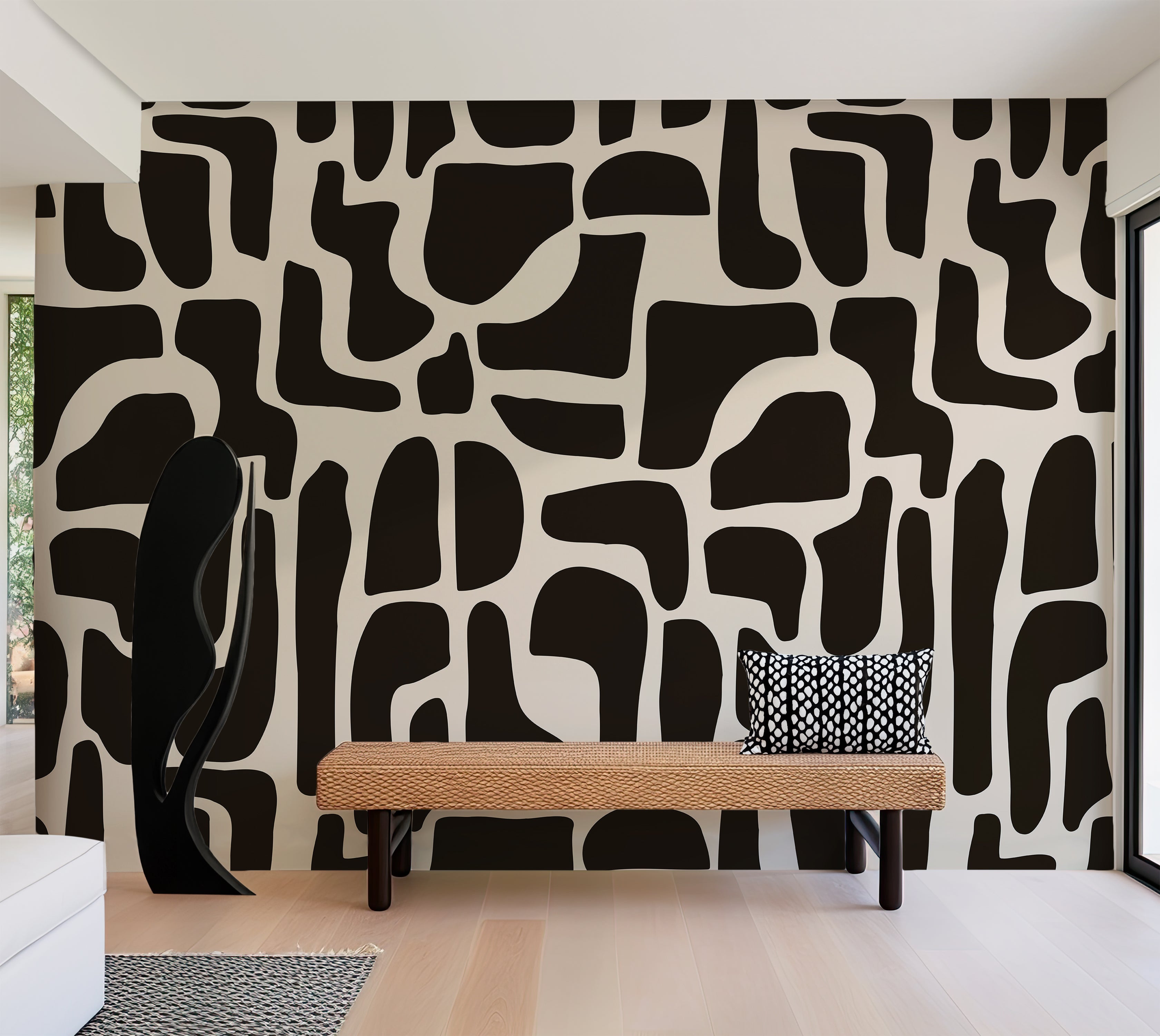 Premium Wallpaper Wall Mural - Modern Black Stone Composition