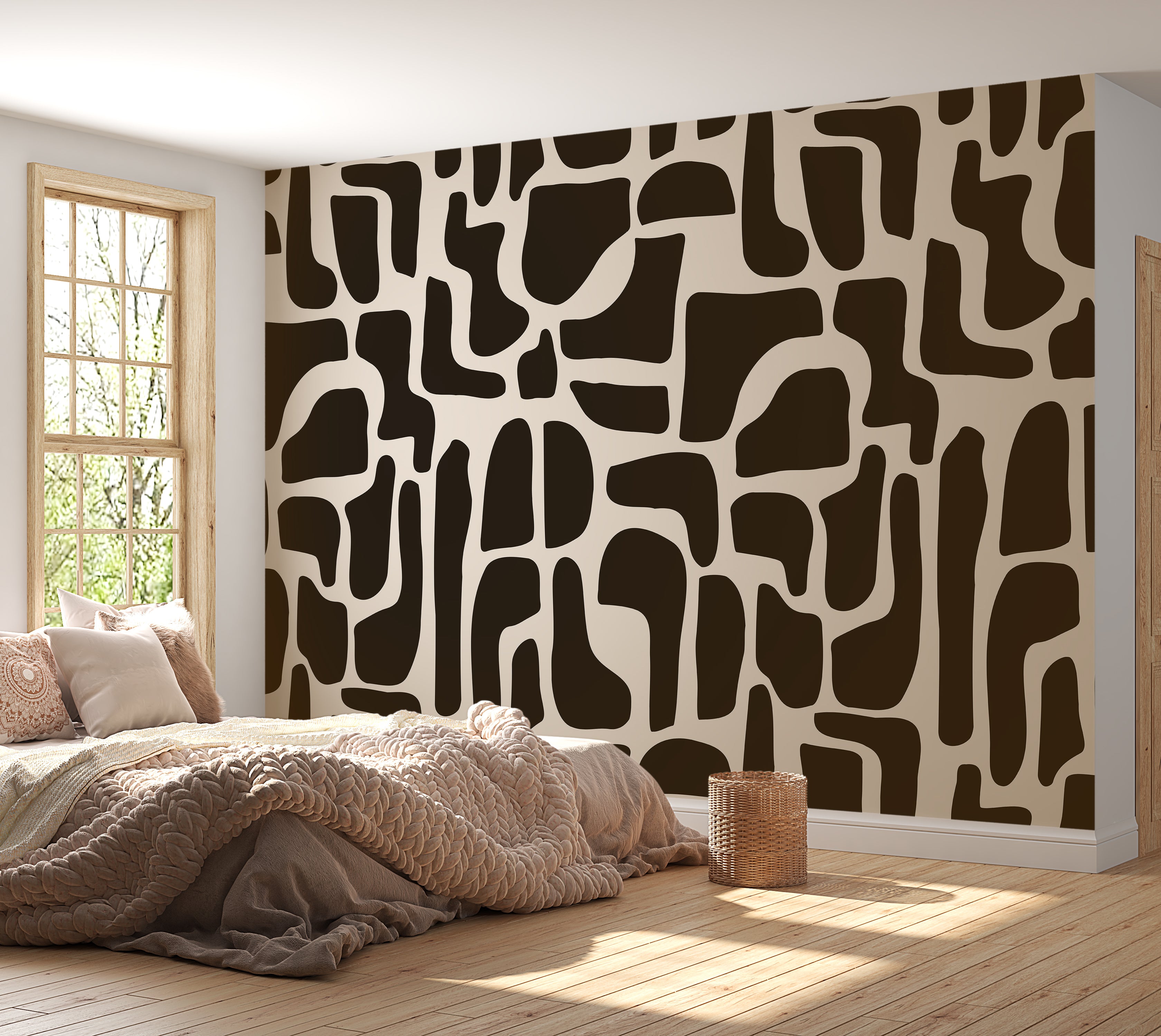 Premium Wallpaper Wall Mural - Modern Black Stone Composition