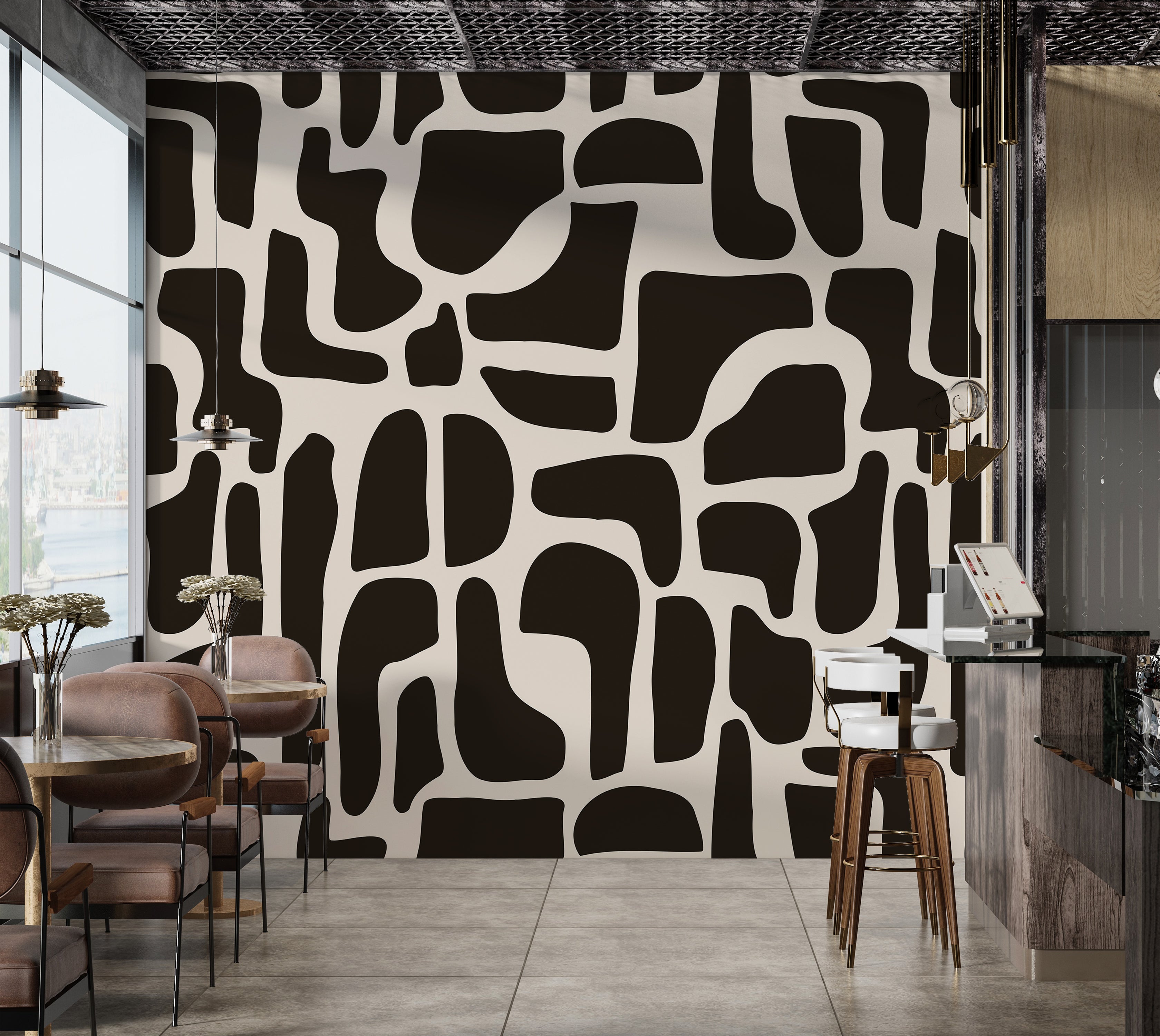 Premium Wallpaper Wall Mural - Modern Black Stone Composition