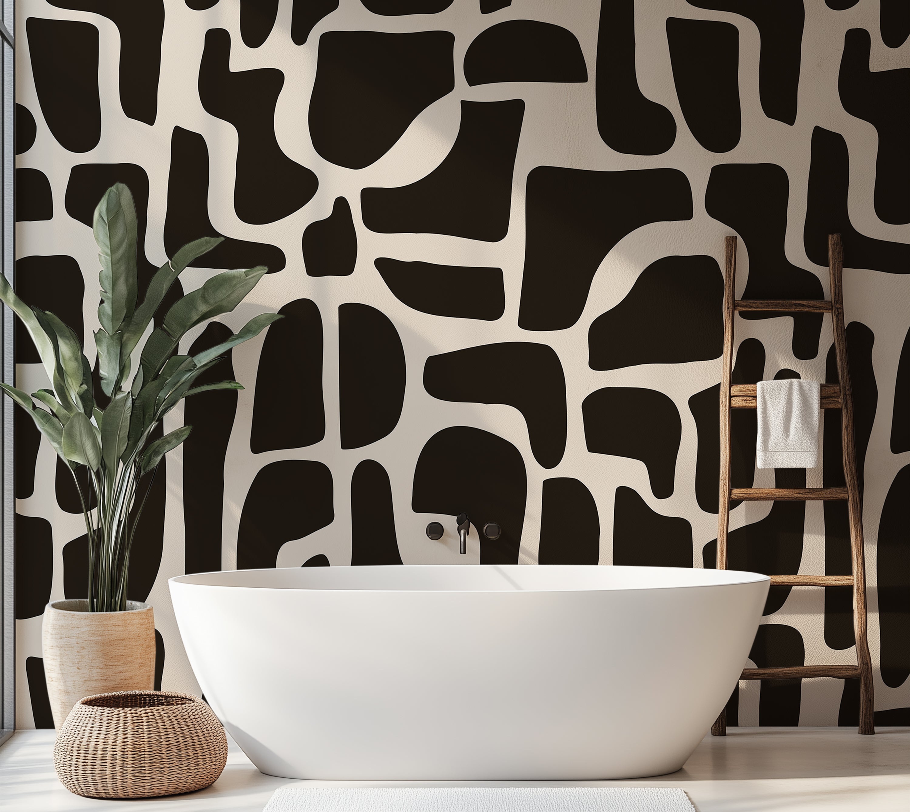 Premium Wallpaper Wall Mural - Modern Black Stone Composition