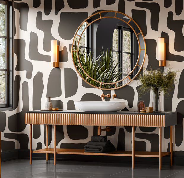 Premium Wallpaper Wall Mural - Modern Black Stone Composition