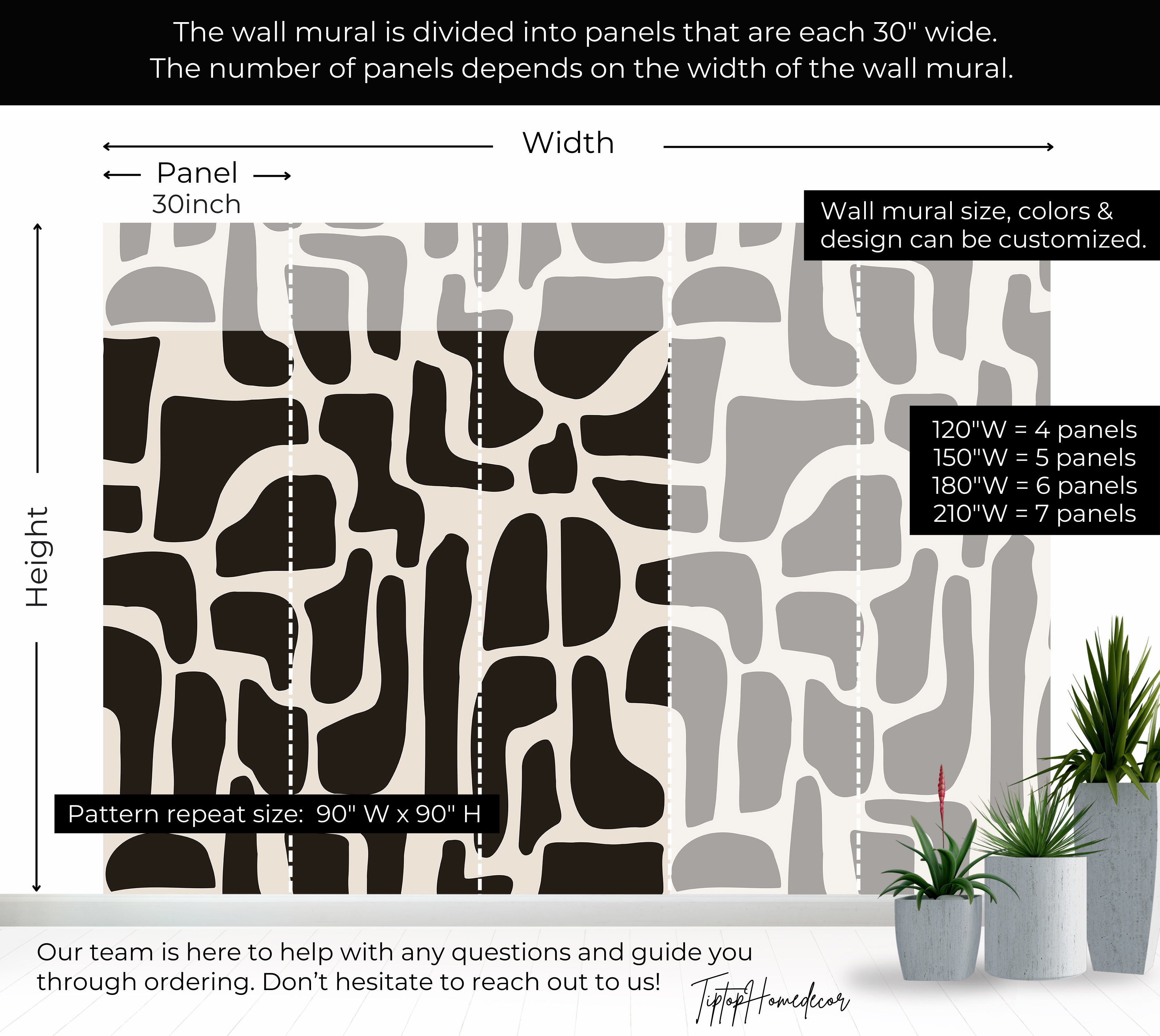 Premium Wallpaper Wall Mural - Modern Black Stone Composition