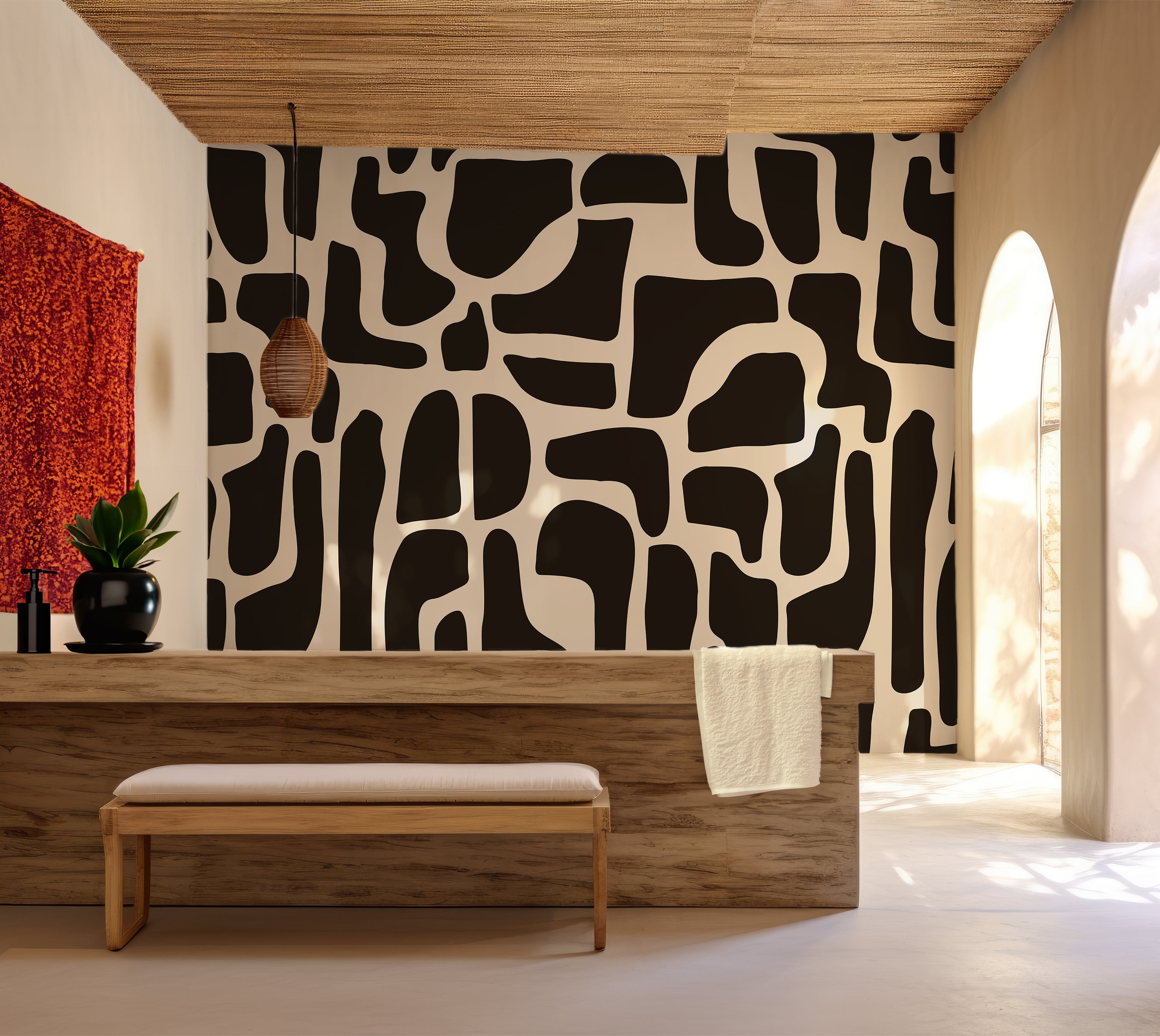 Premium Wallpaper Wall Mural - Modern Black Stone Composition