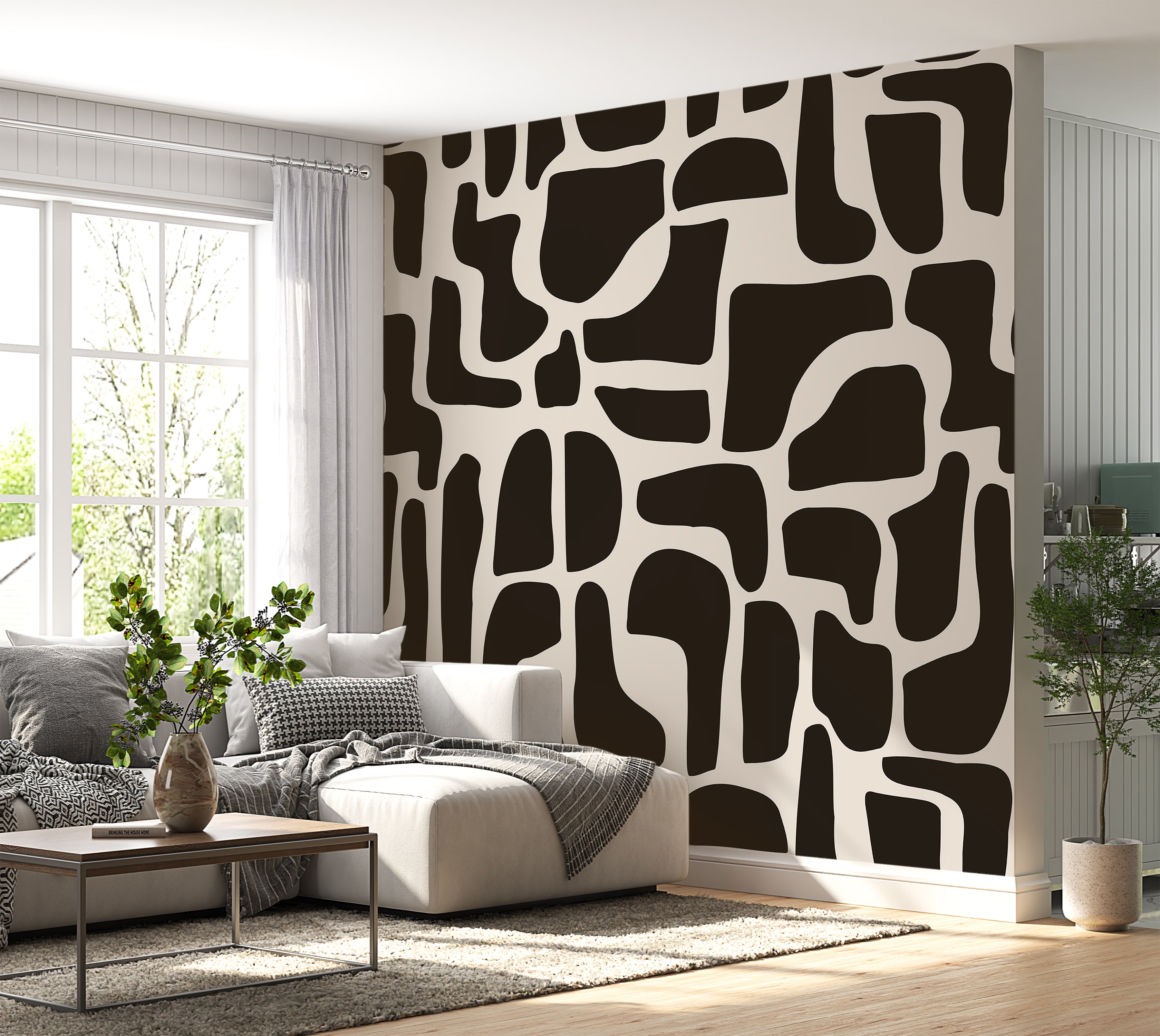 Premium Wallpaper Wall Mural - Modern Black Stone Composition