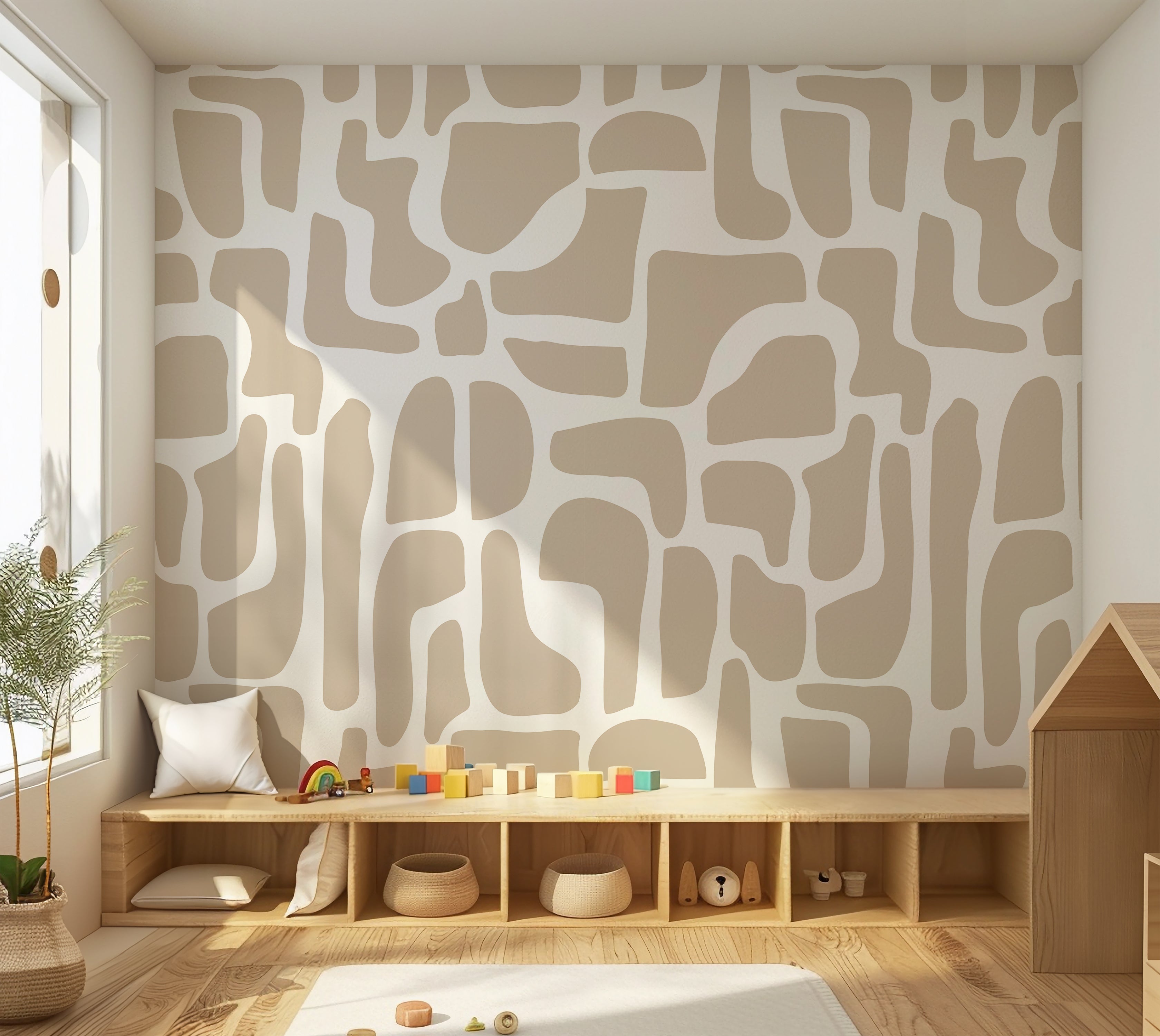 Premium Wallpaper Wall Mural - Modern Beige Stone Composition