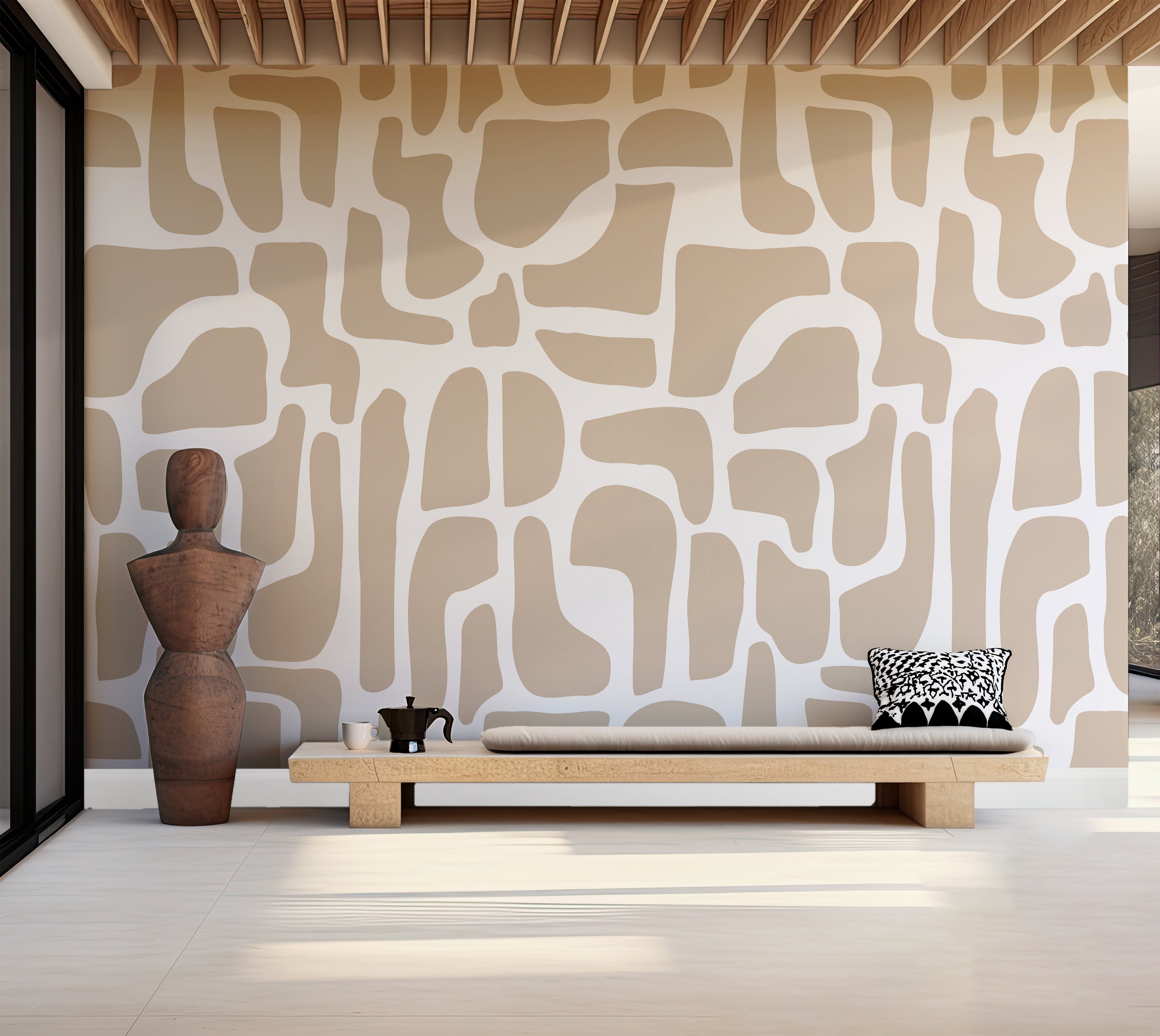 Premium Wallpaper Wall Mural - Modern Beige Stone Composition