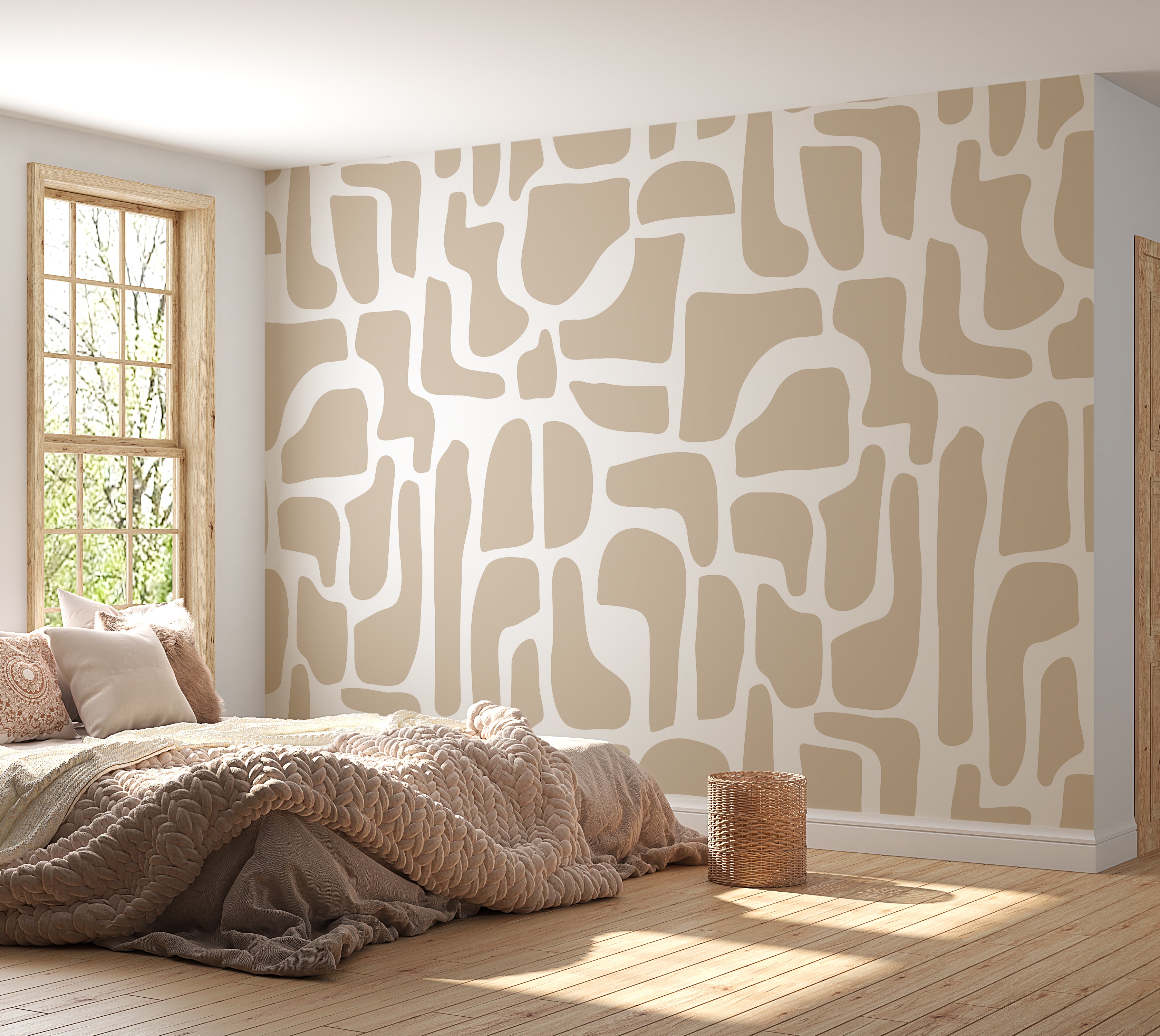 Premium Wallpaper Wall Mural - Modern Beige Stone Composition
