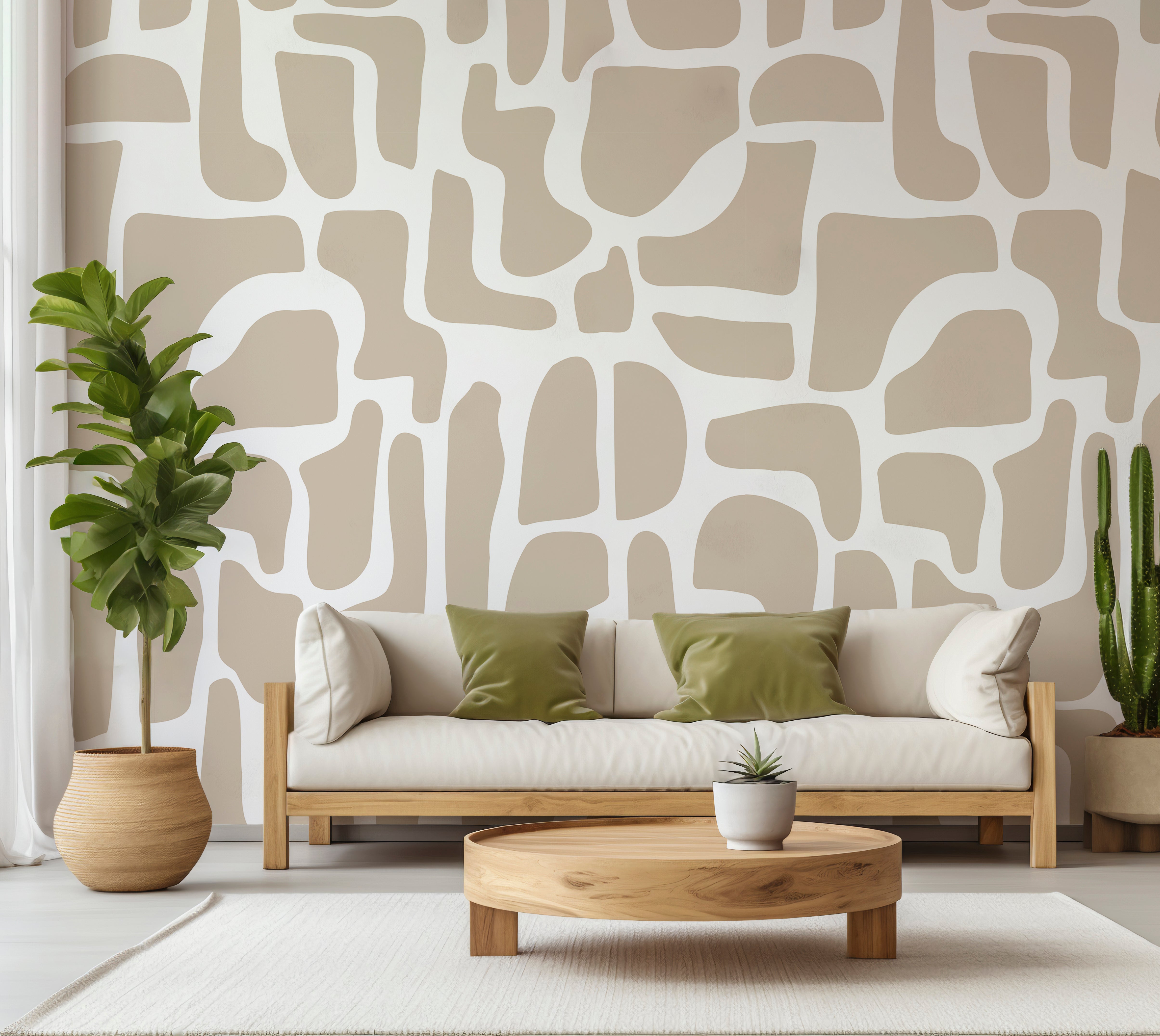 Premium Wallpaper Wall Mural - Modern Beige Stone Composition