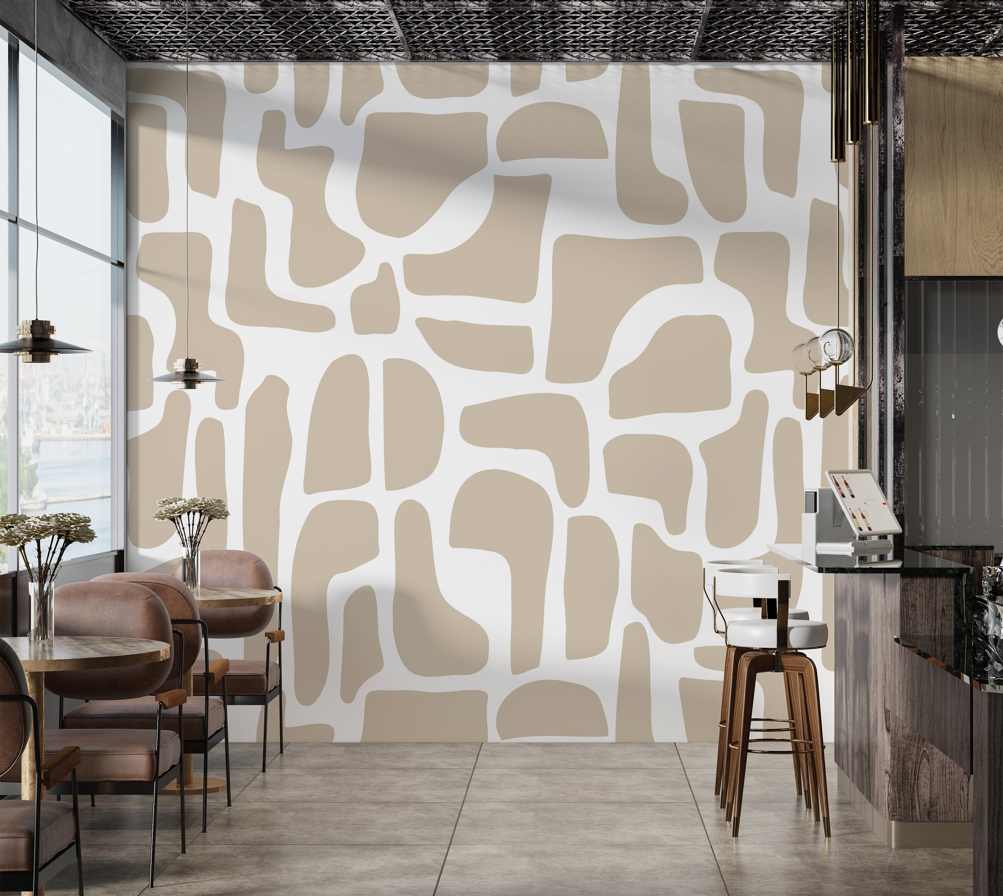 Premium Wallpaper Wall Mural - Modern Beige Stone Composition