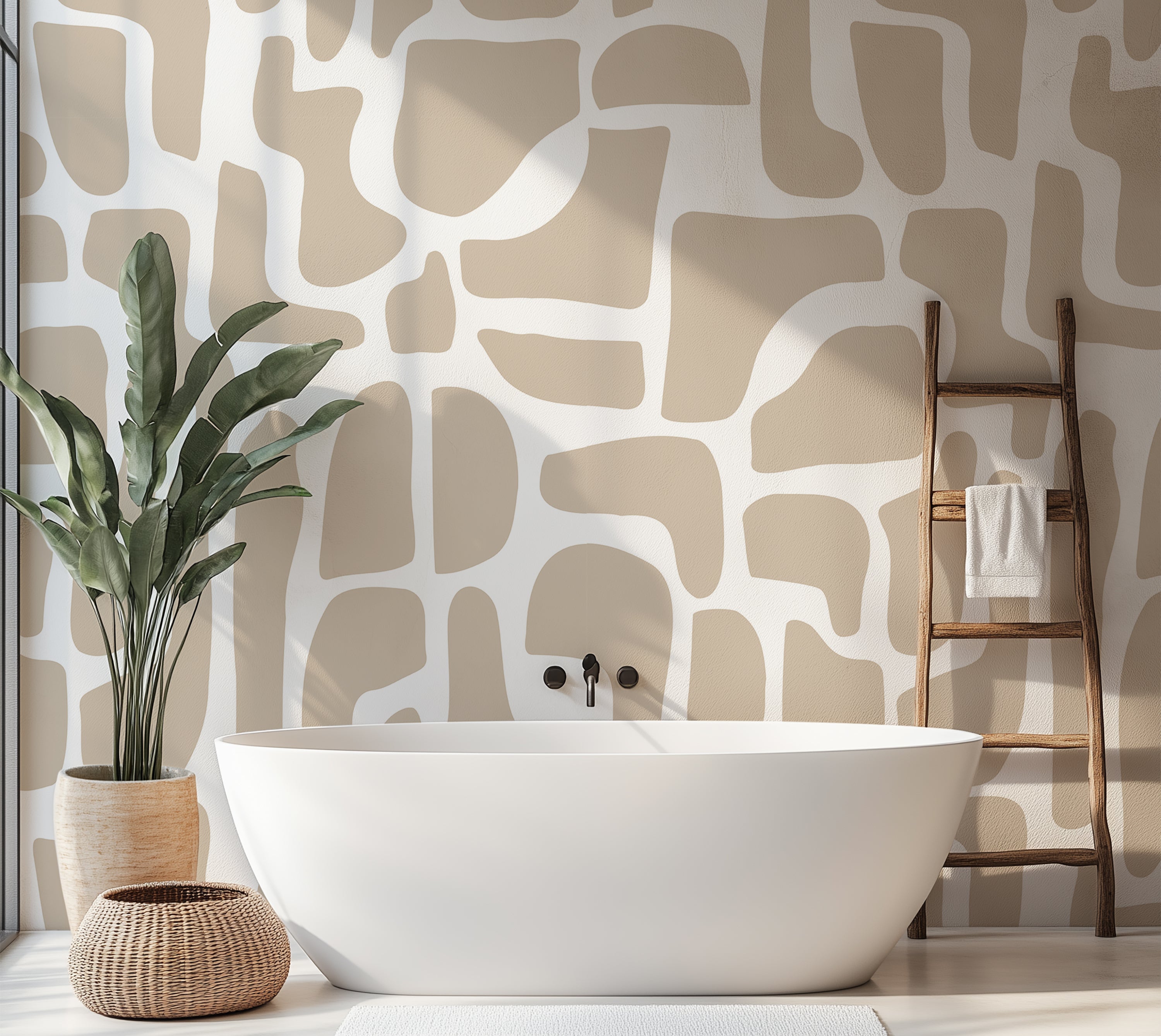 Premium Wallpaper Wall Mural - Modern Beige Stone Composition