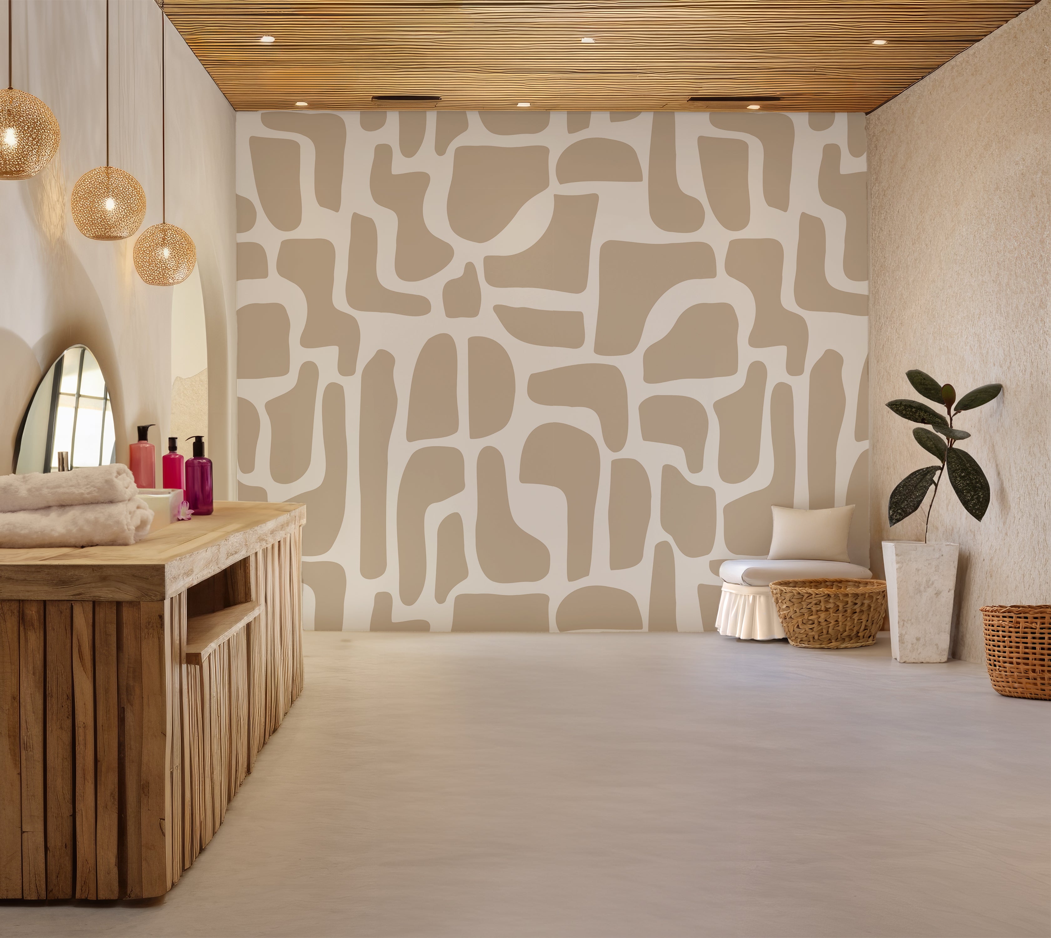 Premium Wallpaper Wall Mural - Modern Beige Stone Composition