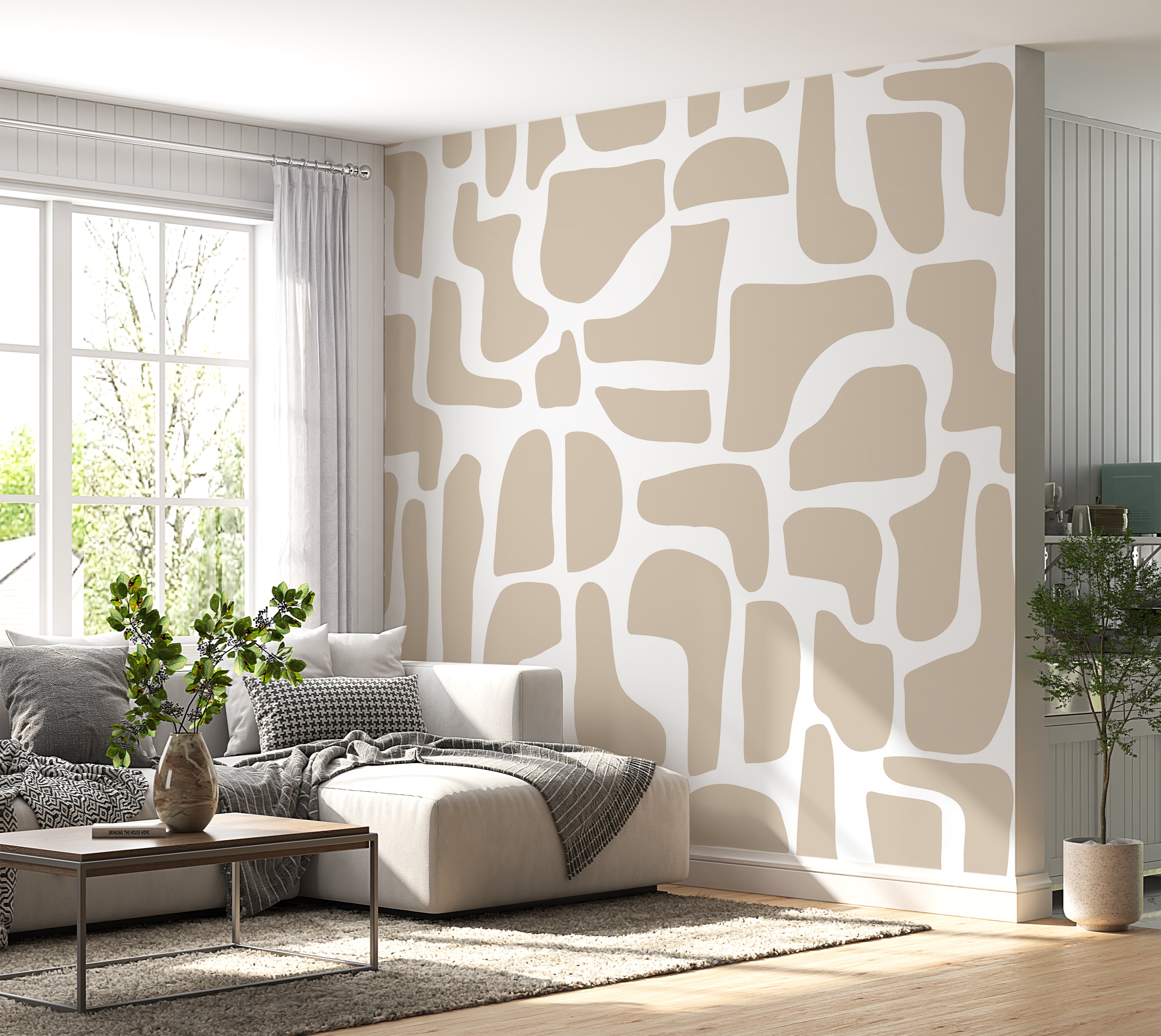 Premium Wallpaper Wall Mural - Modern Beige Stone Composition