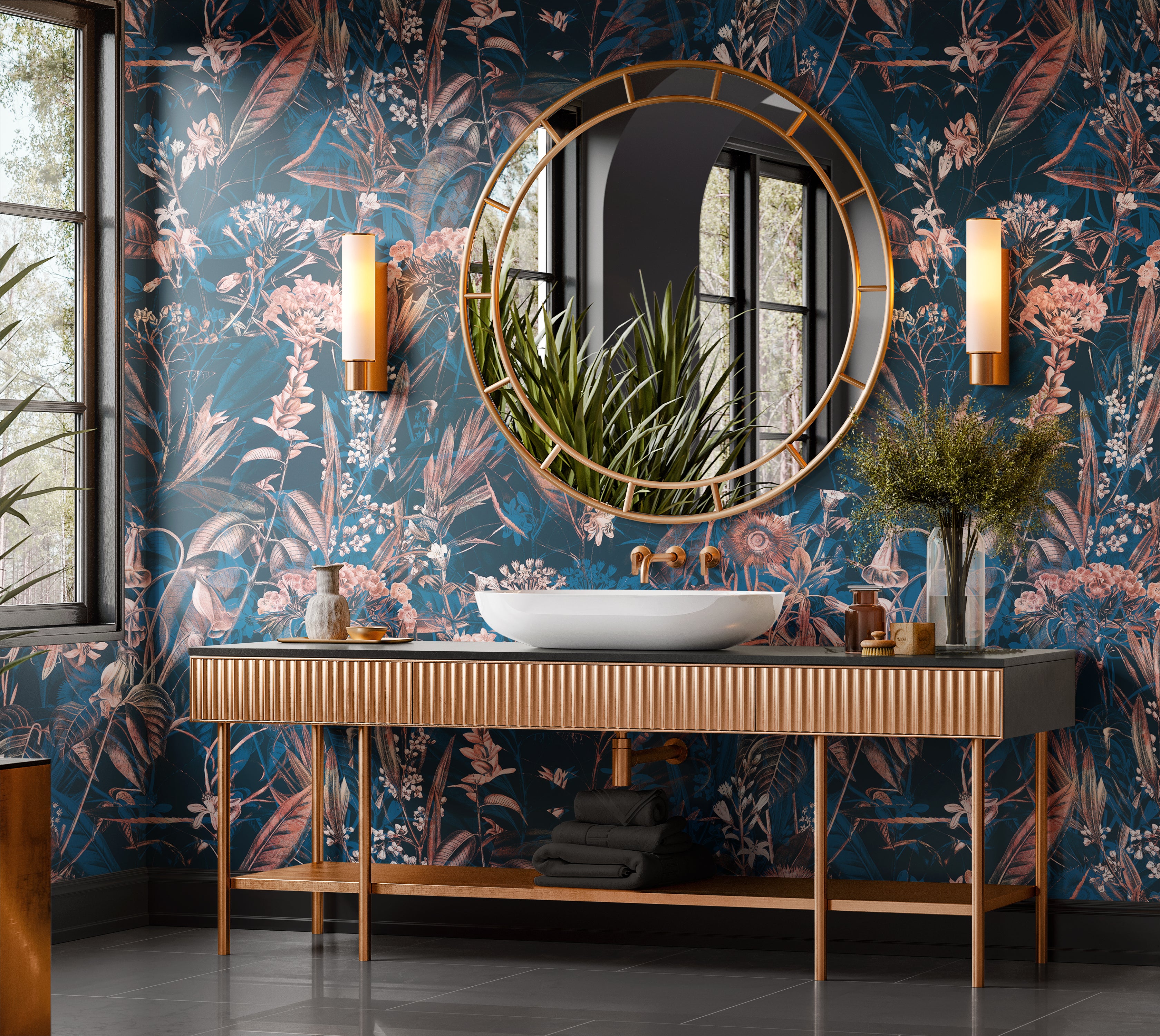 Premium Wallpaper Wall Mural - Midnight Botanical Garden