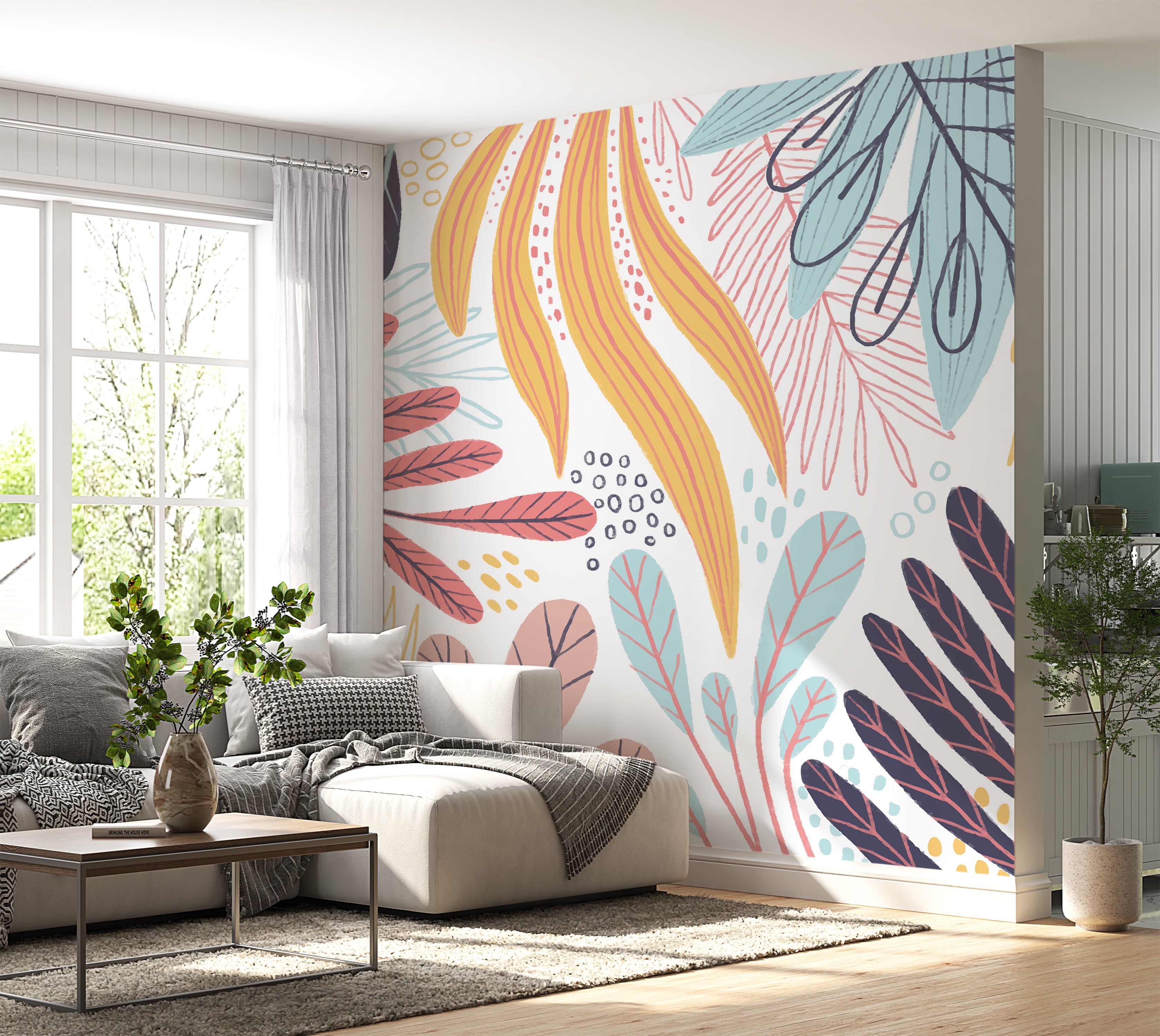 Premium Wallpaper Wall Mural - Abstract Botanical Leaves