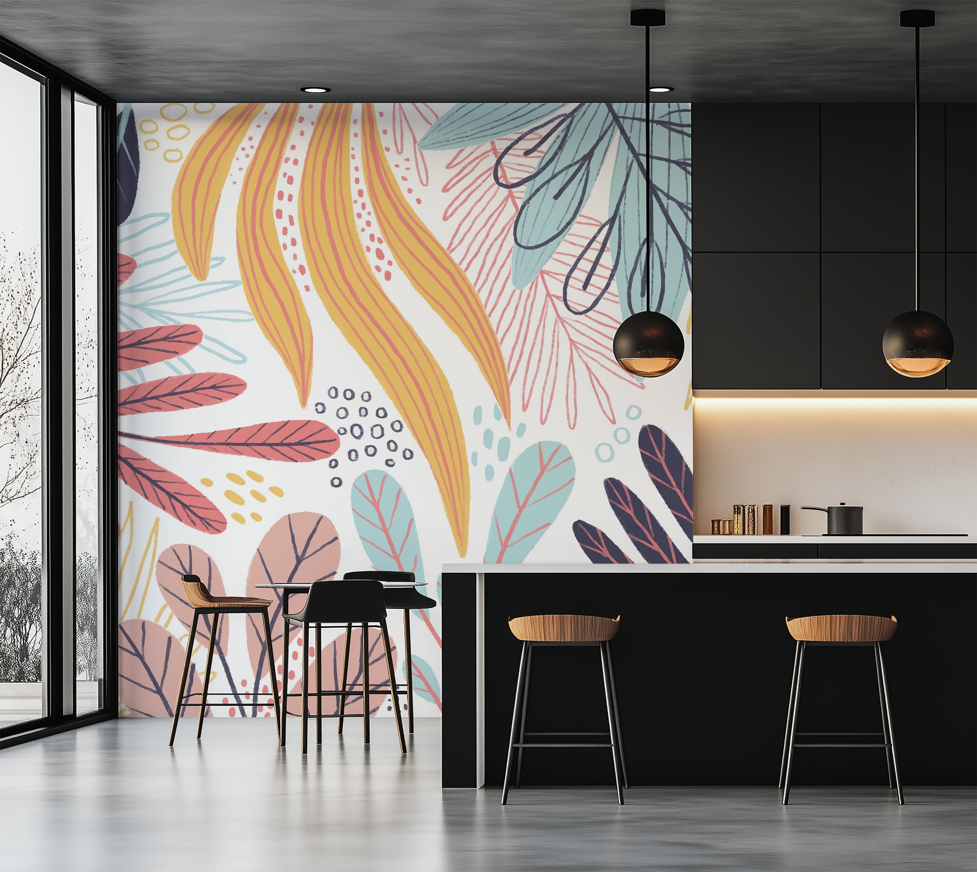 Premium Wallpaper Wall Mural - Abstract Botanical Leaves