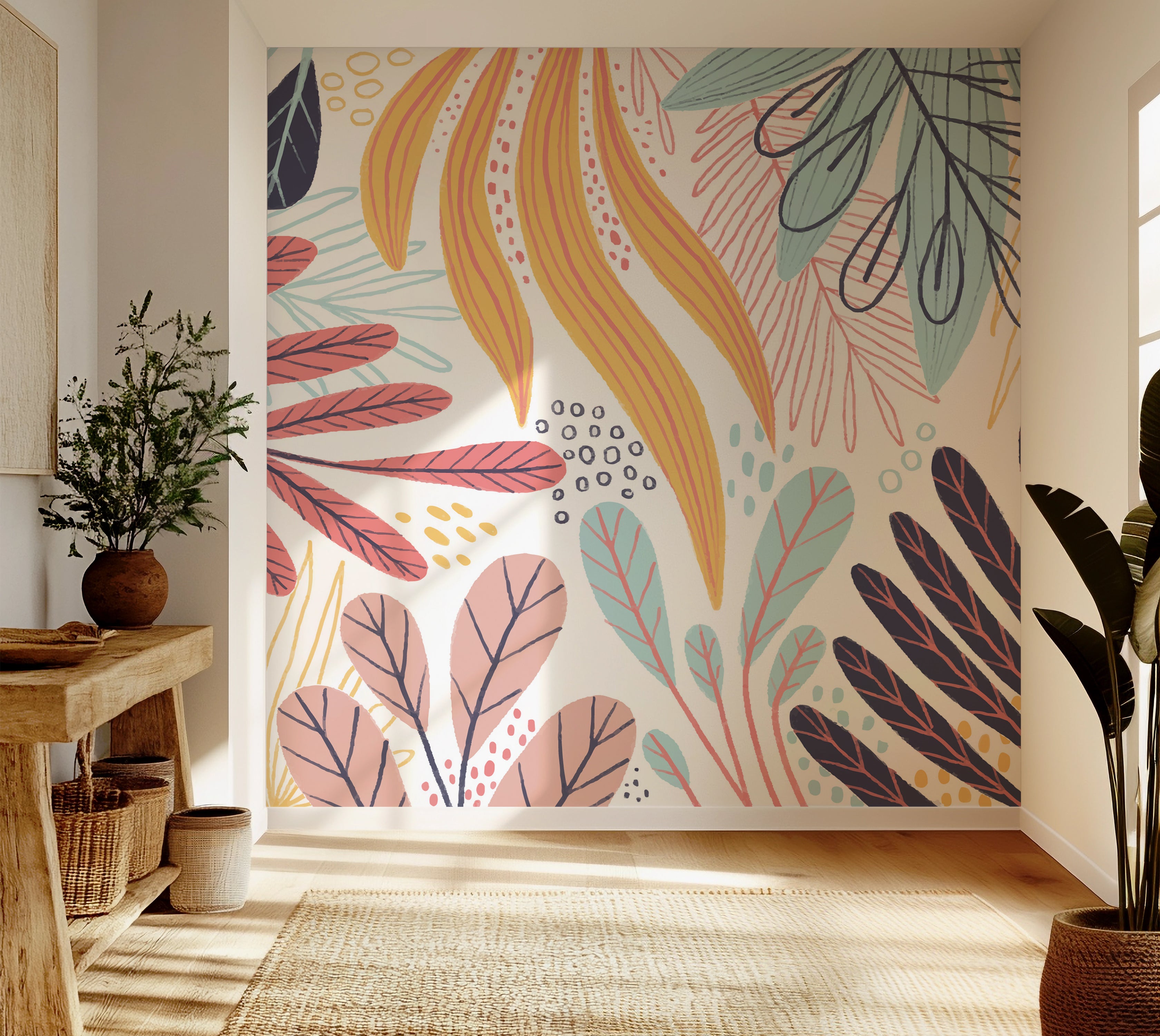 Premium Wallpaper Wall Mural - Abstract Botanical Leaves