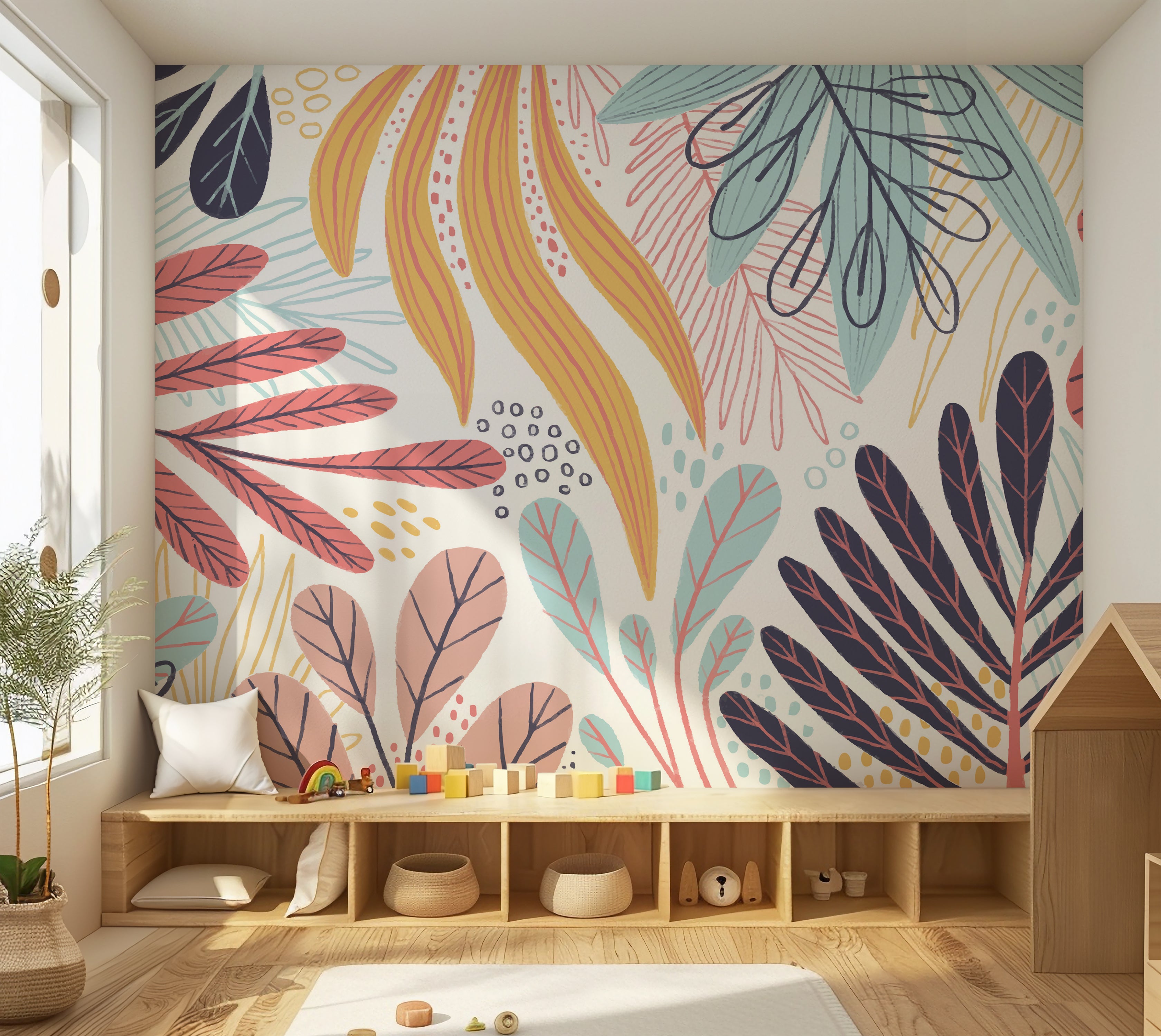 Premium Wallpaper Wall Mural - Abstract Botanical Leaves