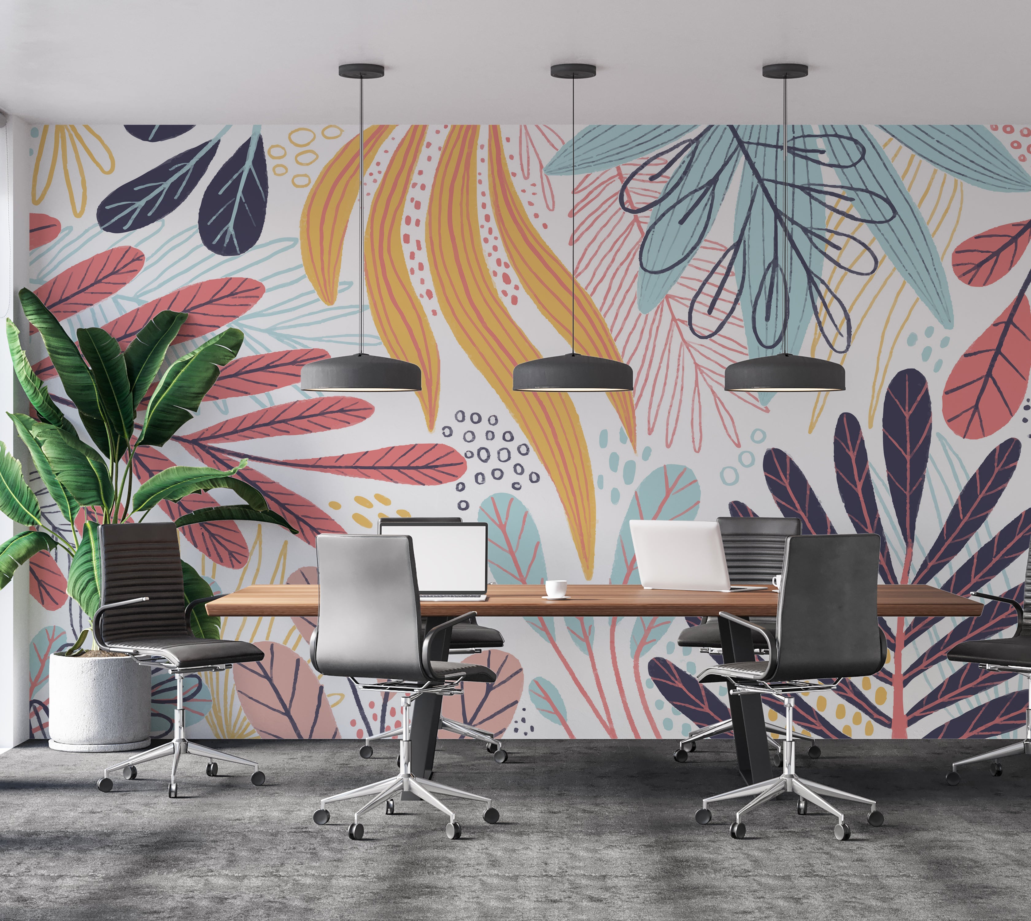 Premium Wallpaper Wall Mural - Abstract Botanical Leaves