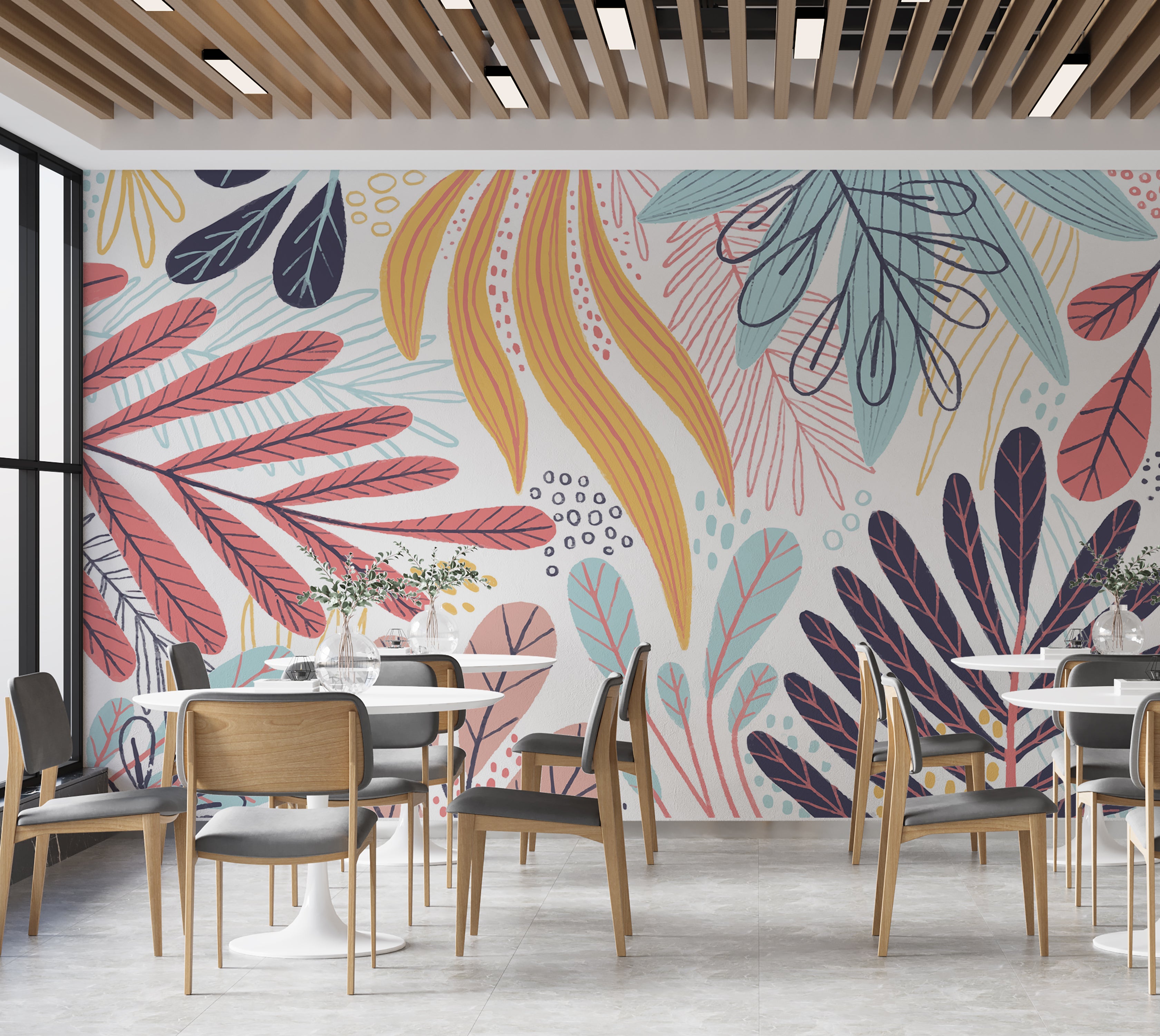 Premium Wallpaper Wall Mural - Abstract Botanical Leaves