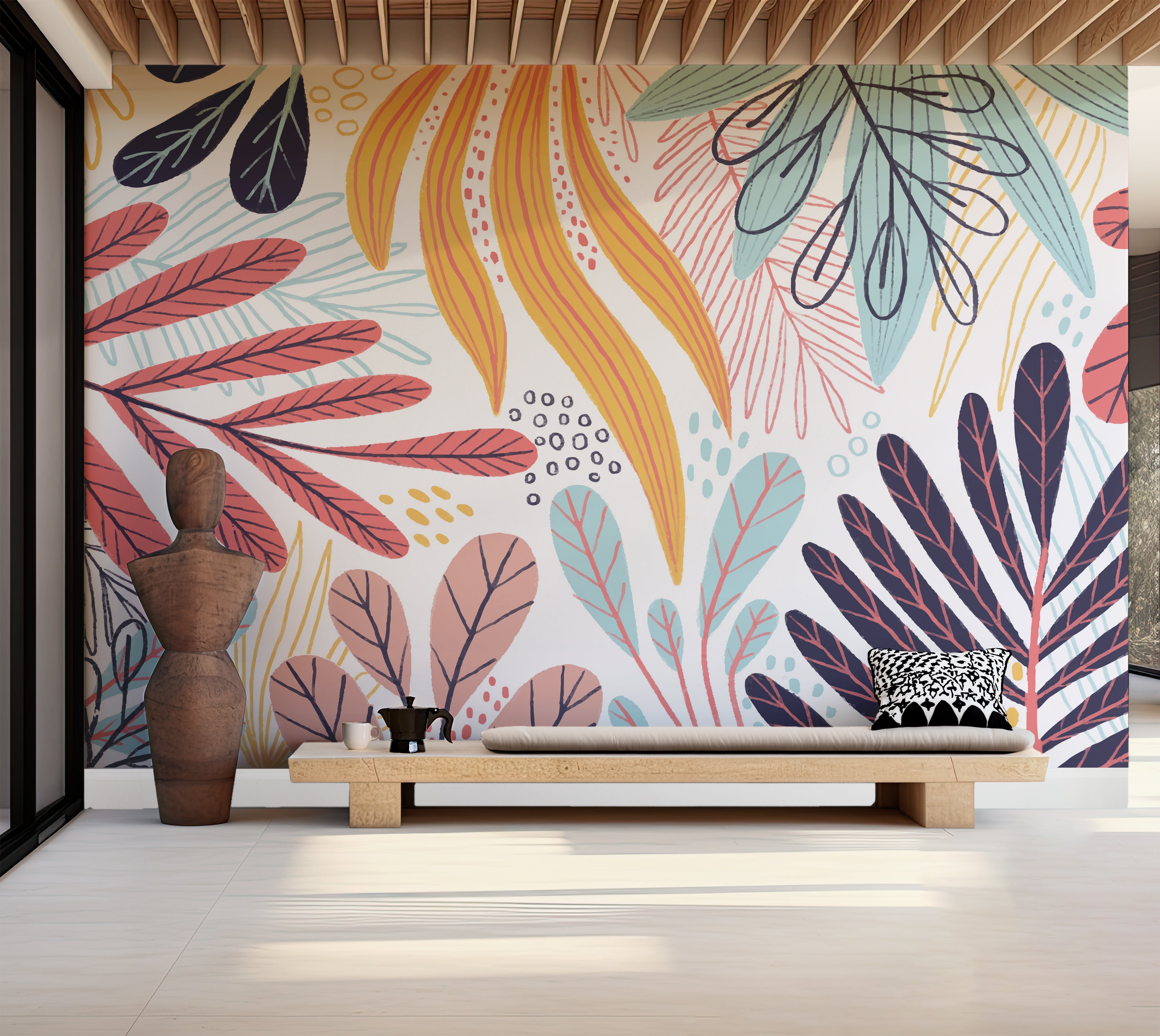 Premium Wallpaper Wall Mural - Abstract Botanical Leaves