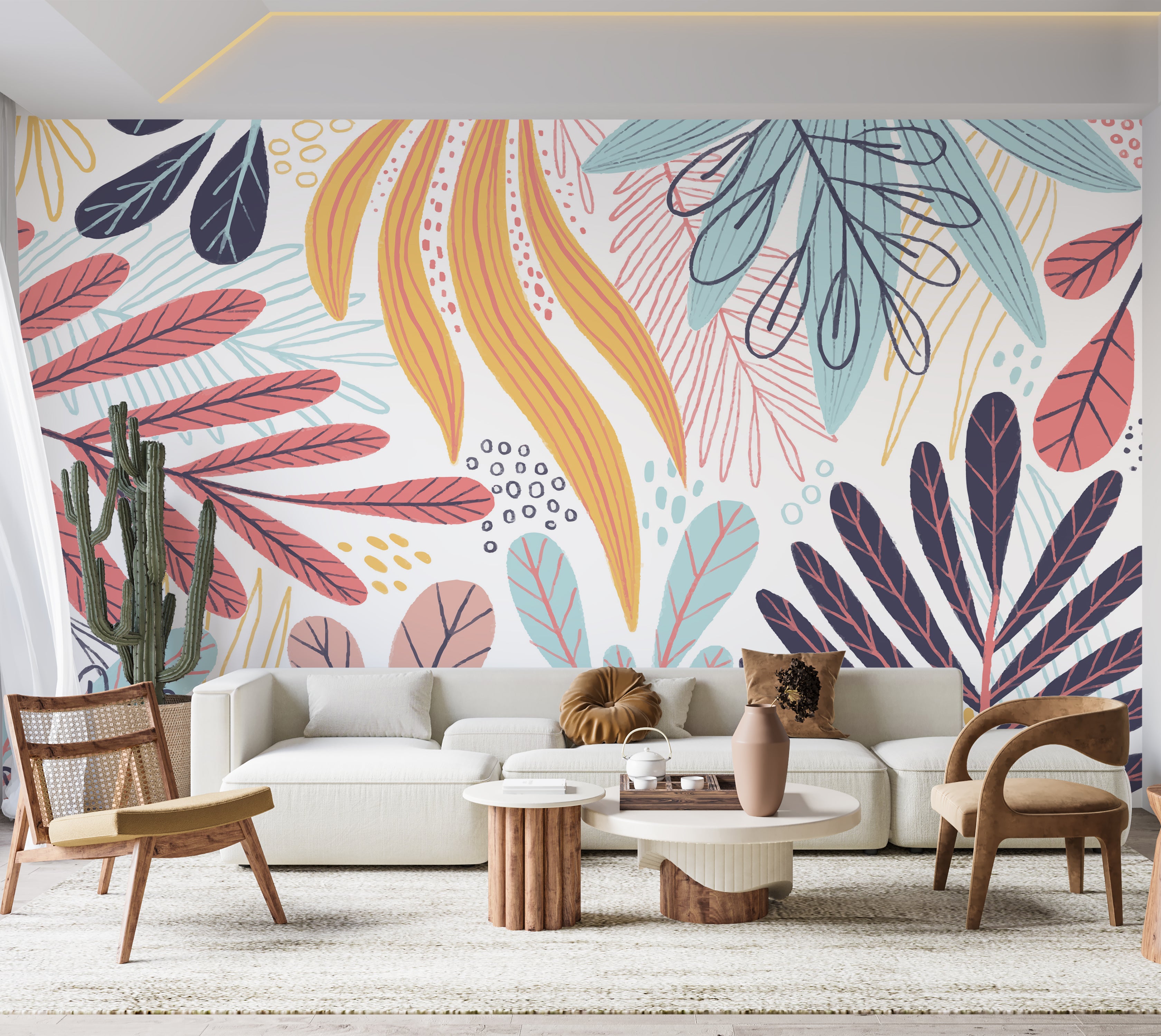 Premium Wallpaper Wall Mural - Abstract Botanical Leaves