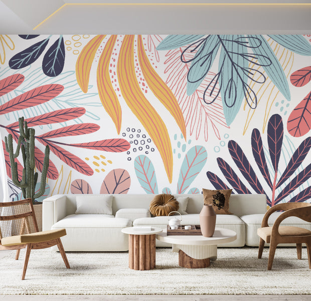 Premium Wallpaper Wall Mural - Abstract Botanical Leaves