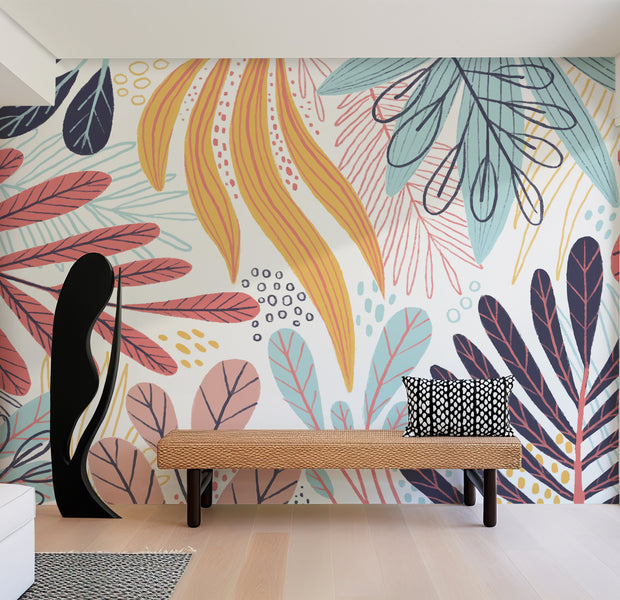 Premium Wallpaper Wall Mural - Abstract Botanical Leaves